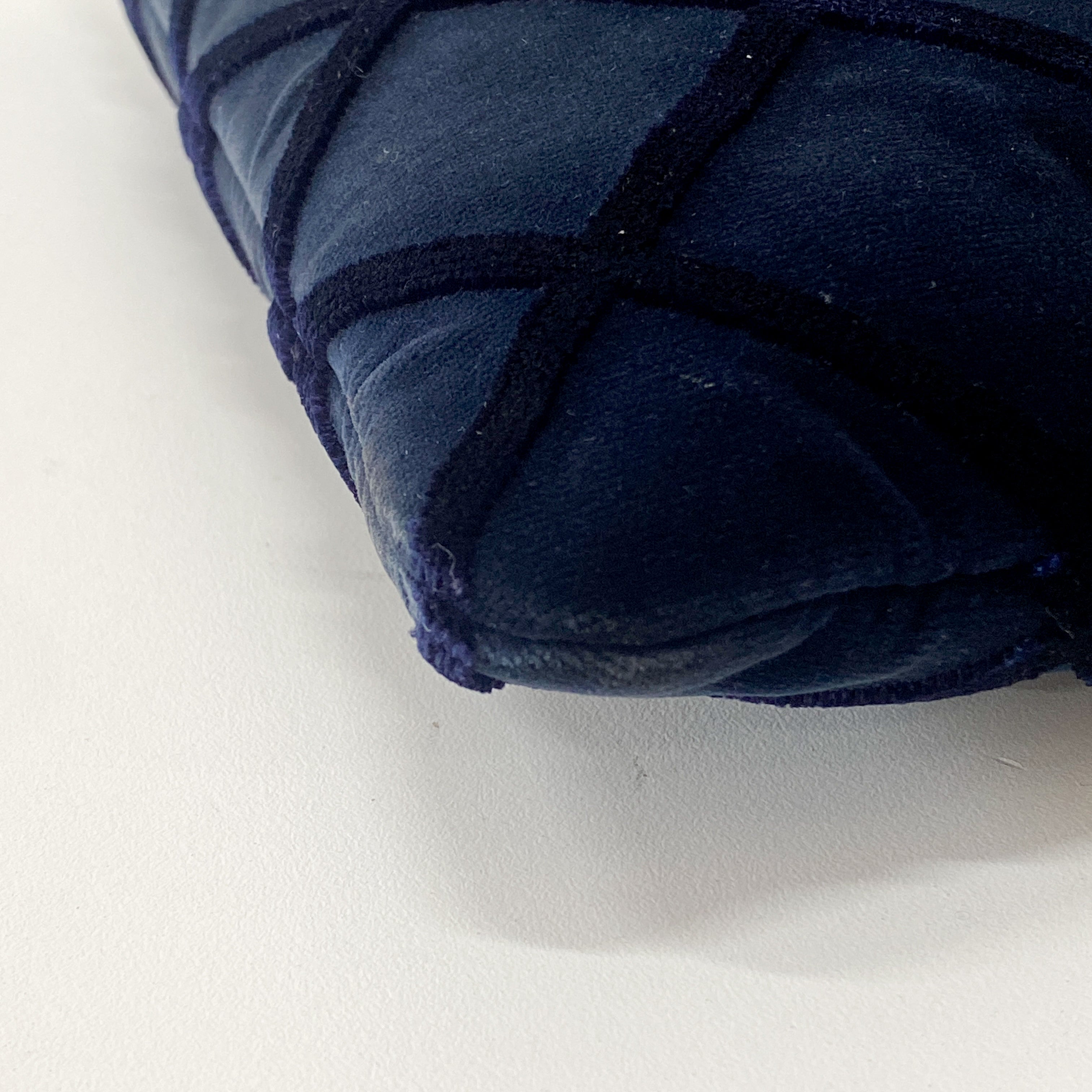 Navy Velvet Matelasse Clutch Bag