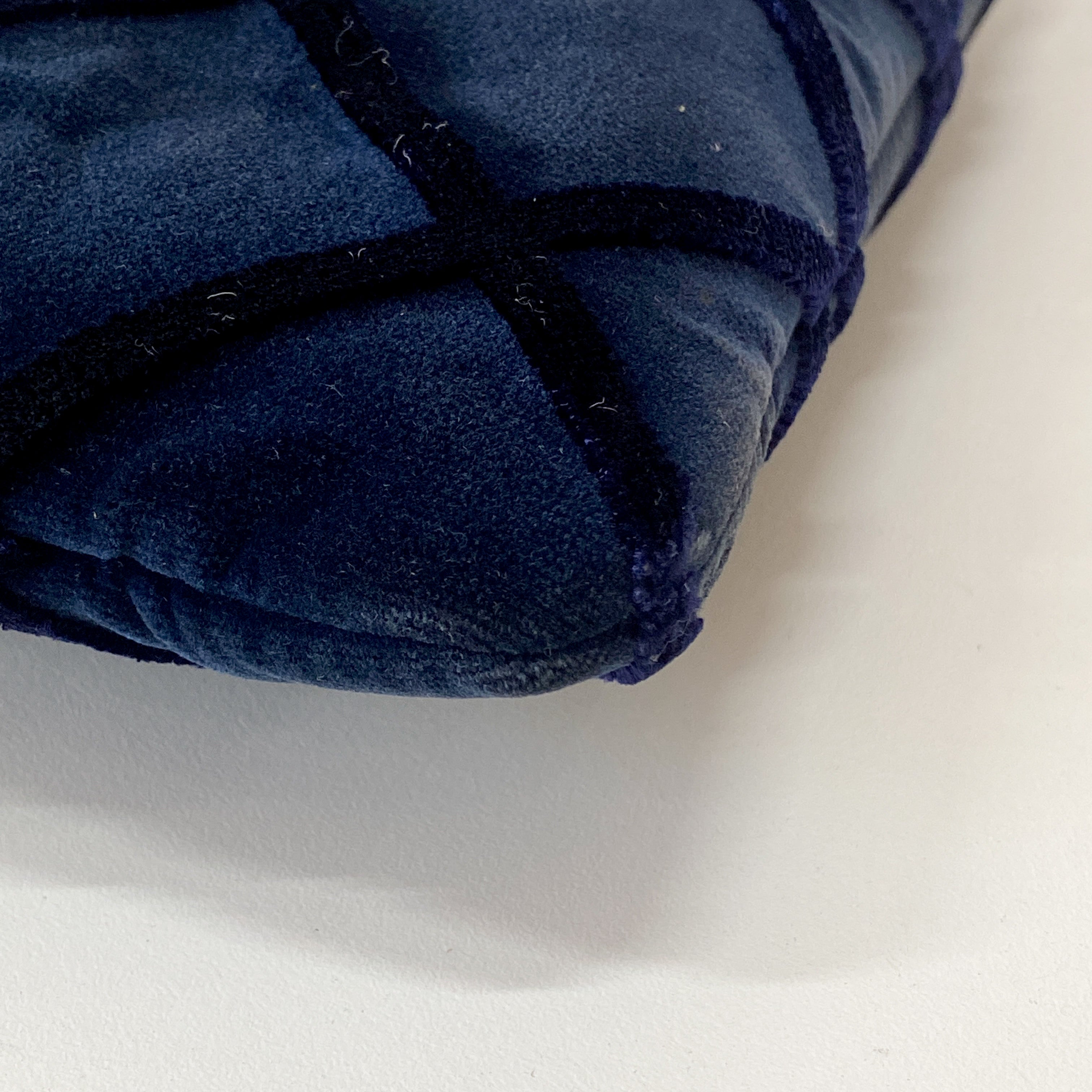 Navy Velvet Matelasse Clutch Bag