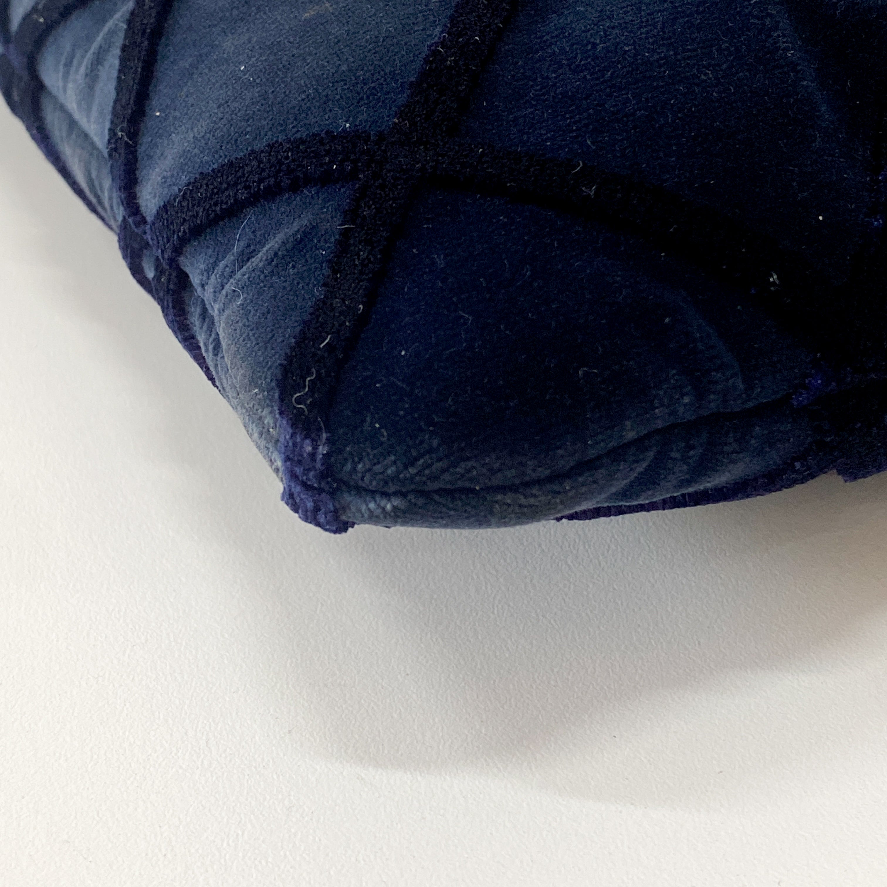 Navy Velvet Matelasse Clutch Bag
