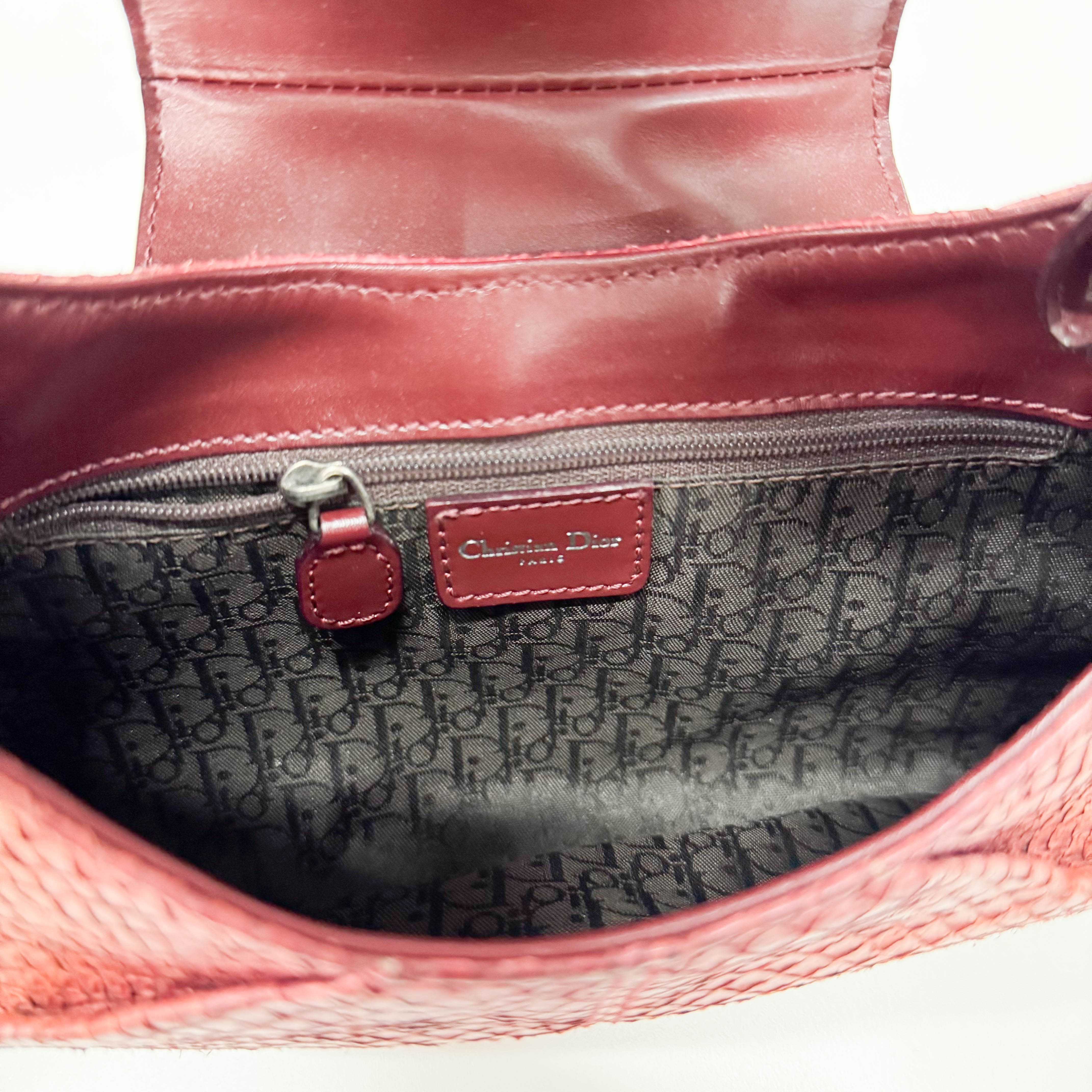 Red Leather Boat Shoulder Bag