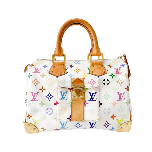 Louis Vuitton x Takashi Murakami Multicolour Speedy 30 White