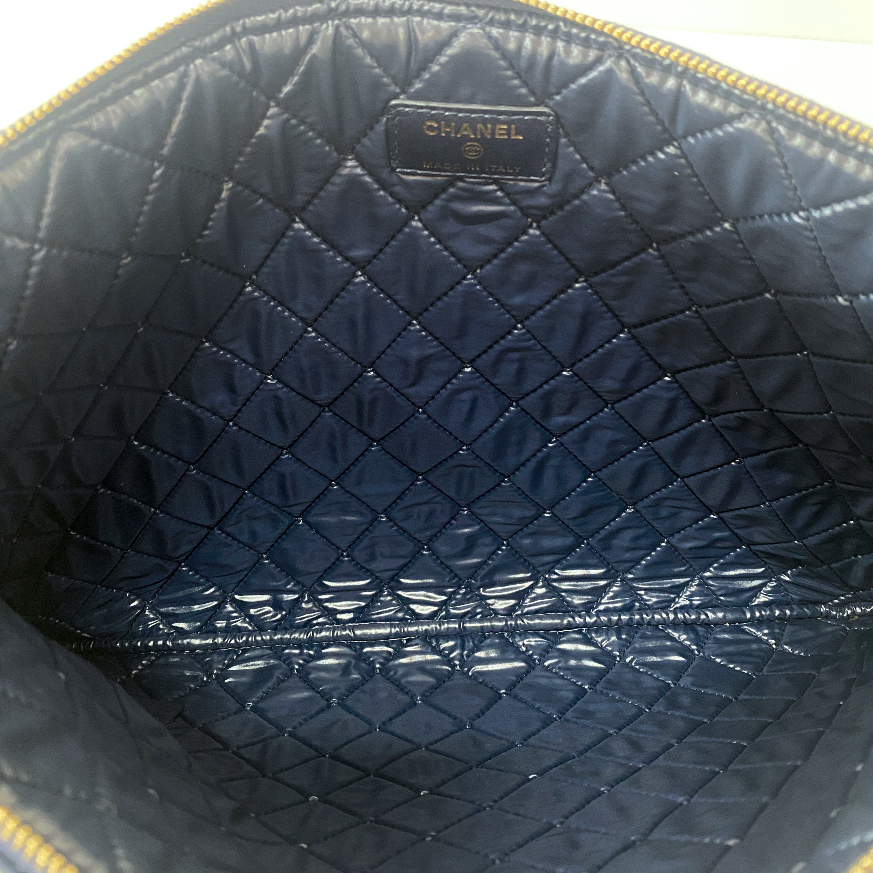 Navy Velvet Matelasse Clutch Bag