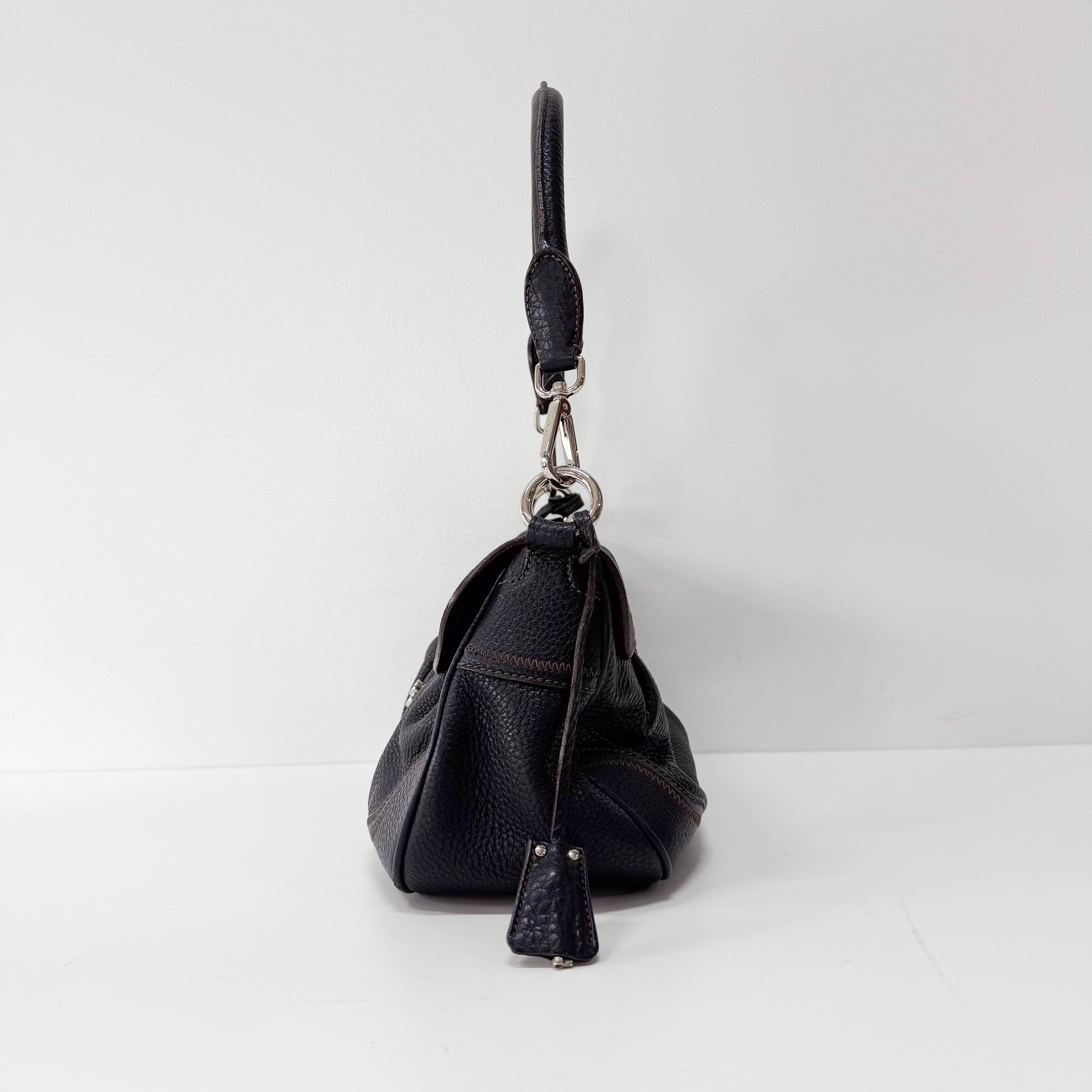 Black Leather Tassel Shoulder Bag