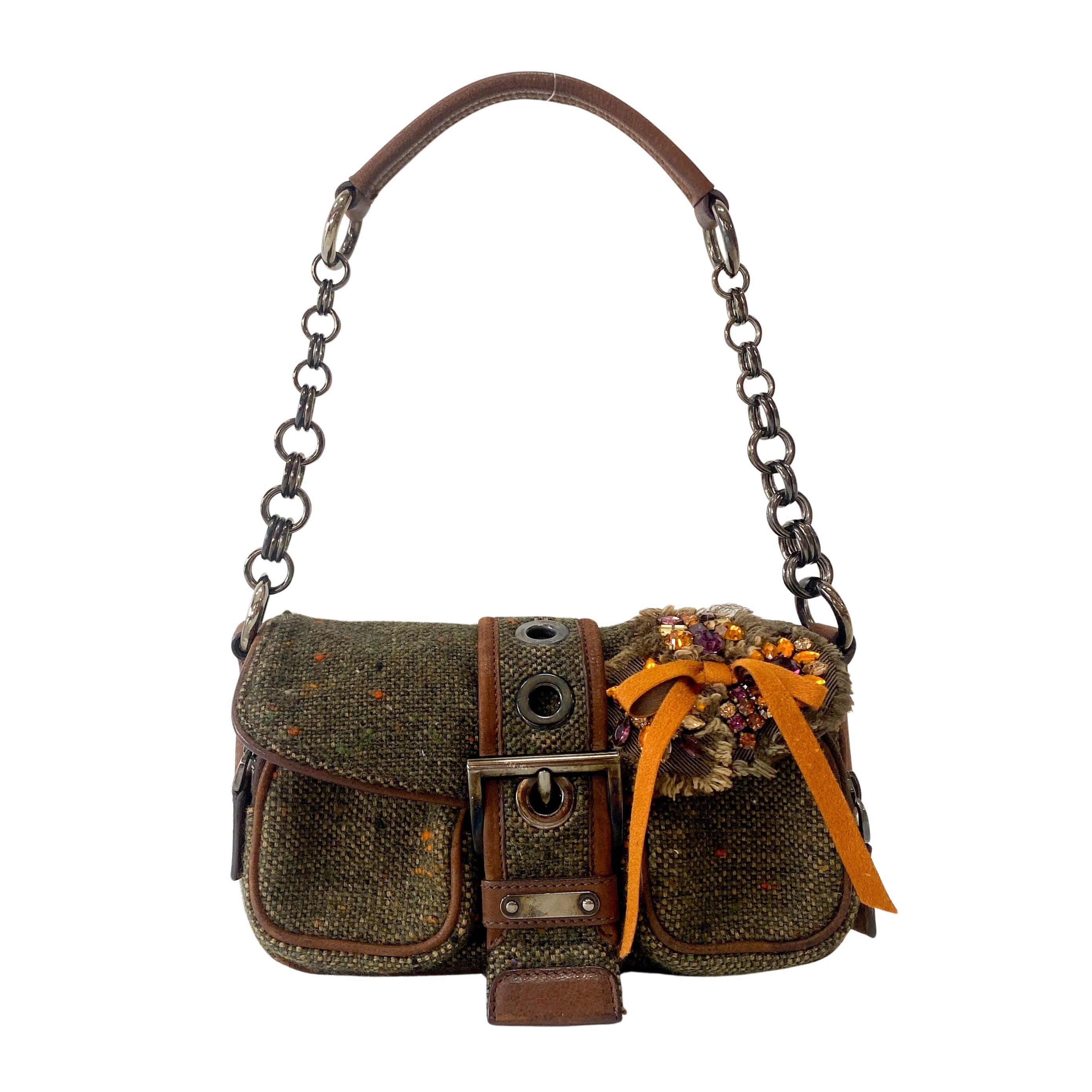 Mini Brown Tweed Shoulder Bag