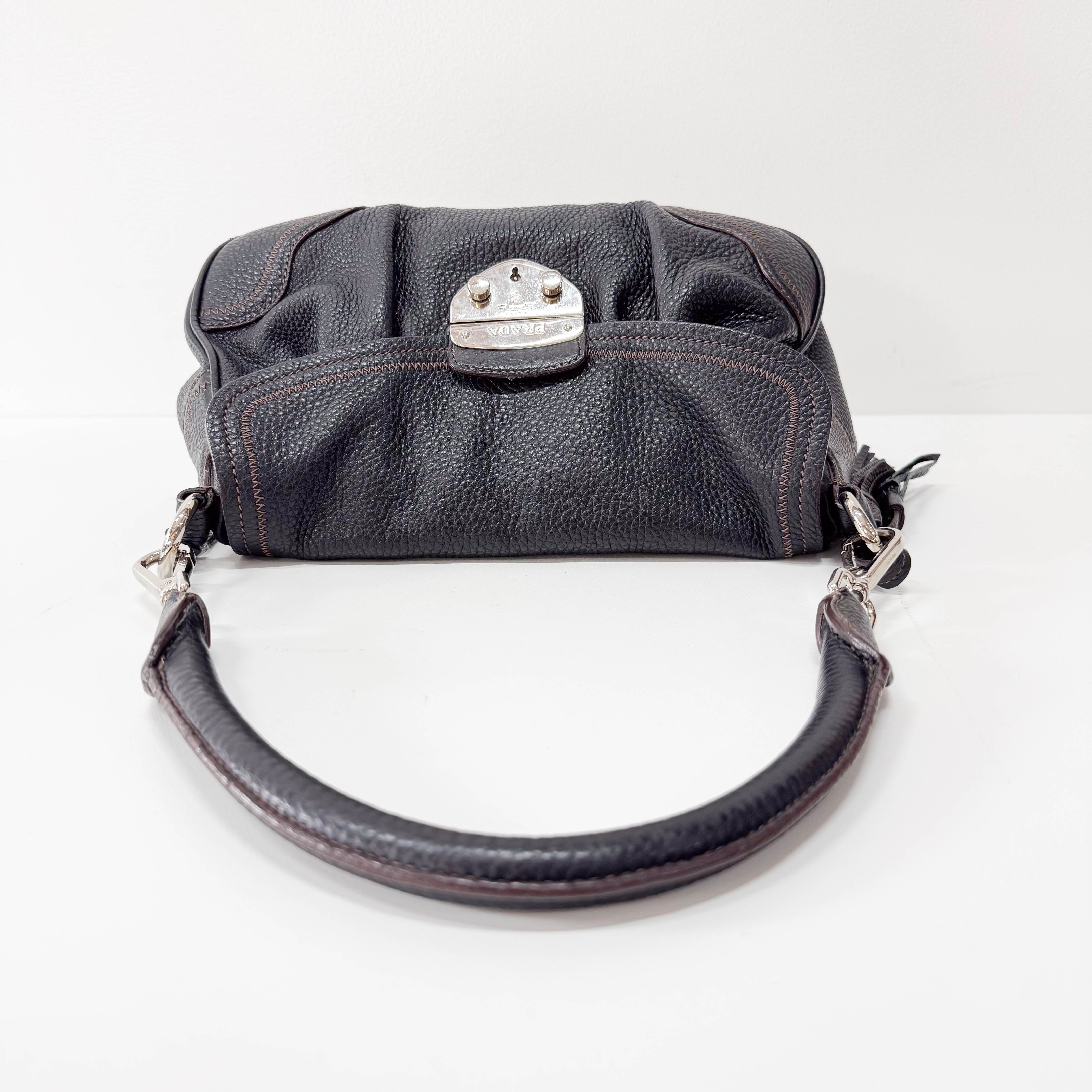 Black Leather Tassel Shoulder Bag