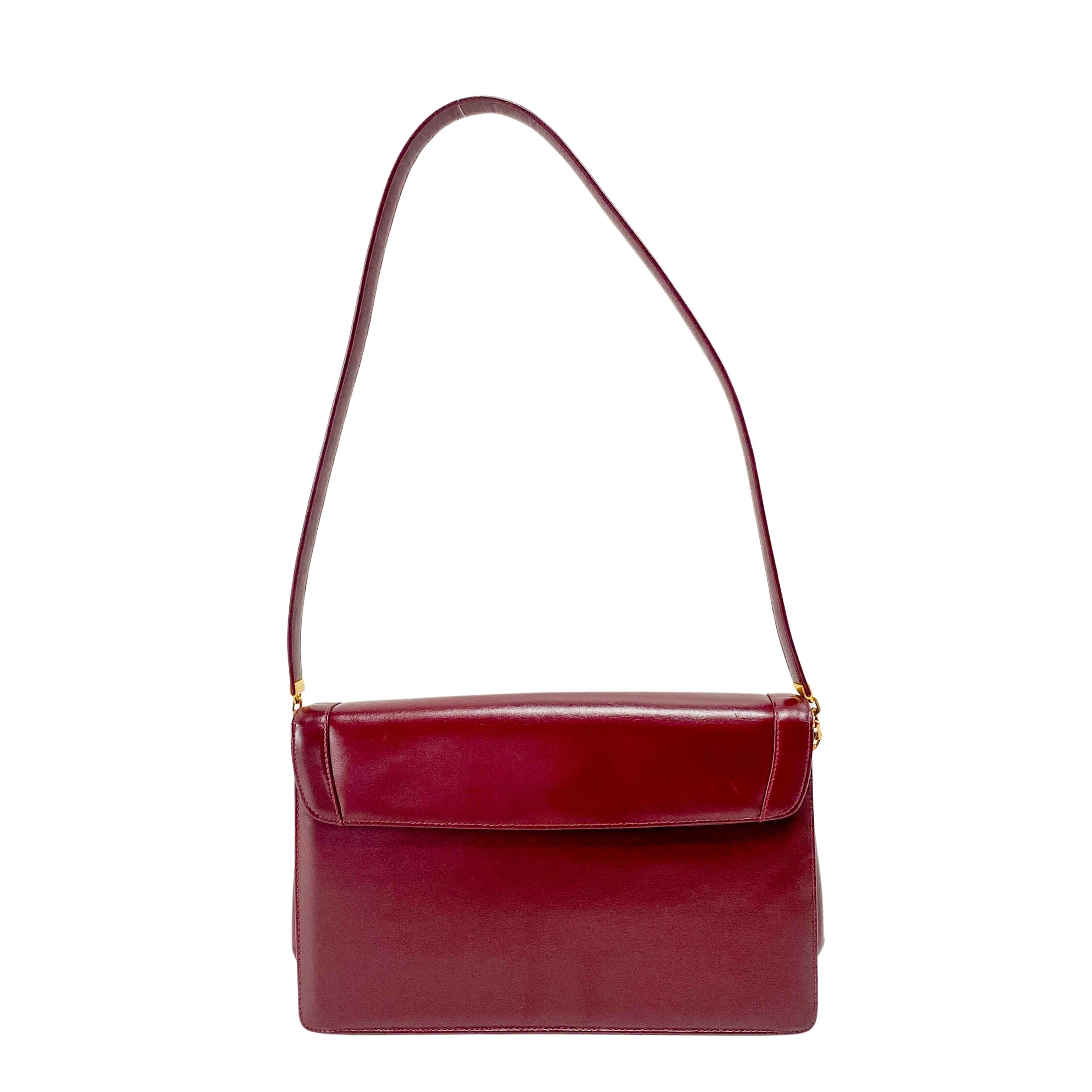 Burgundy Leather Envelope Shoulder Bag