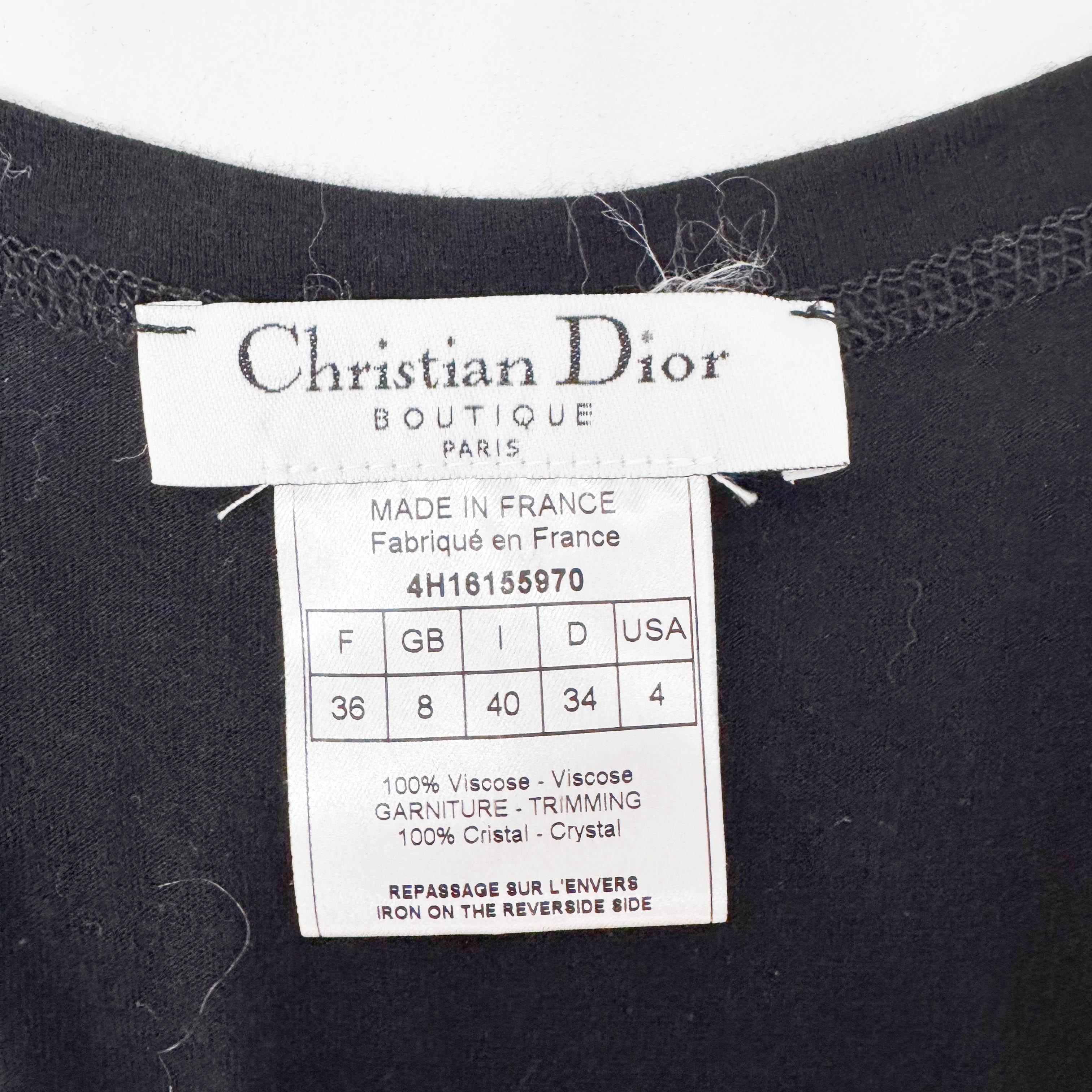 Dior Rhinestone Logo Black Tank Top Size 4