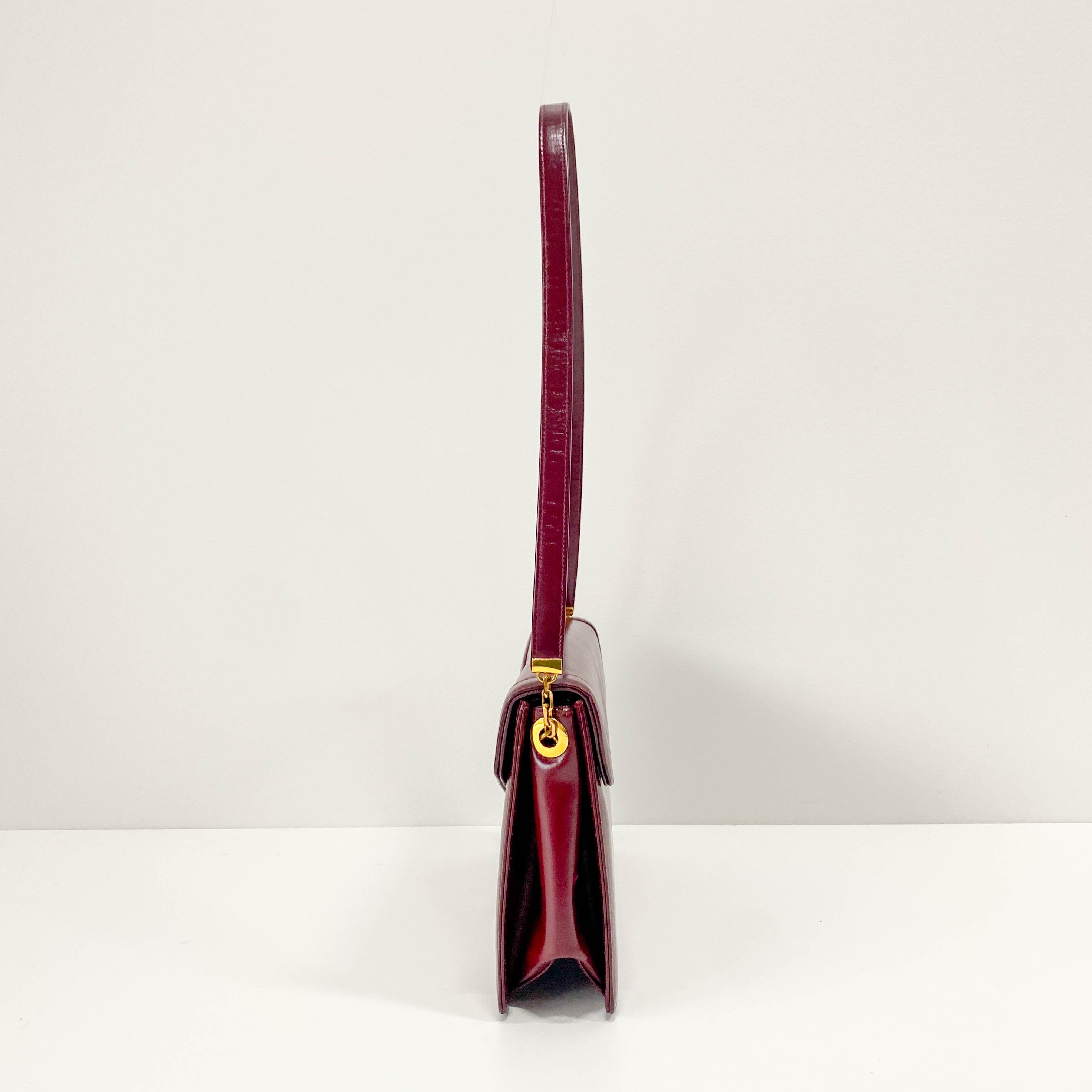 Burgundy Leather Envelope Shoulder Bag