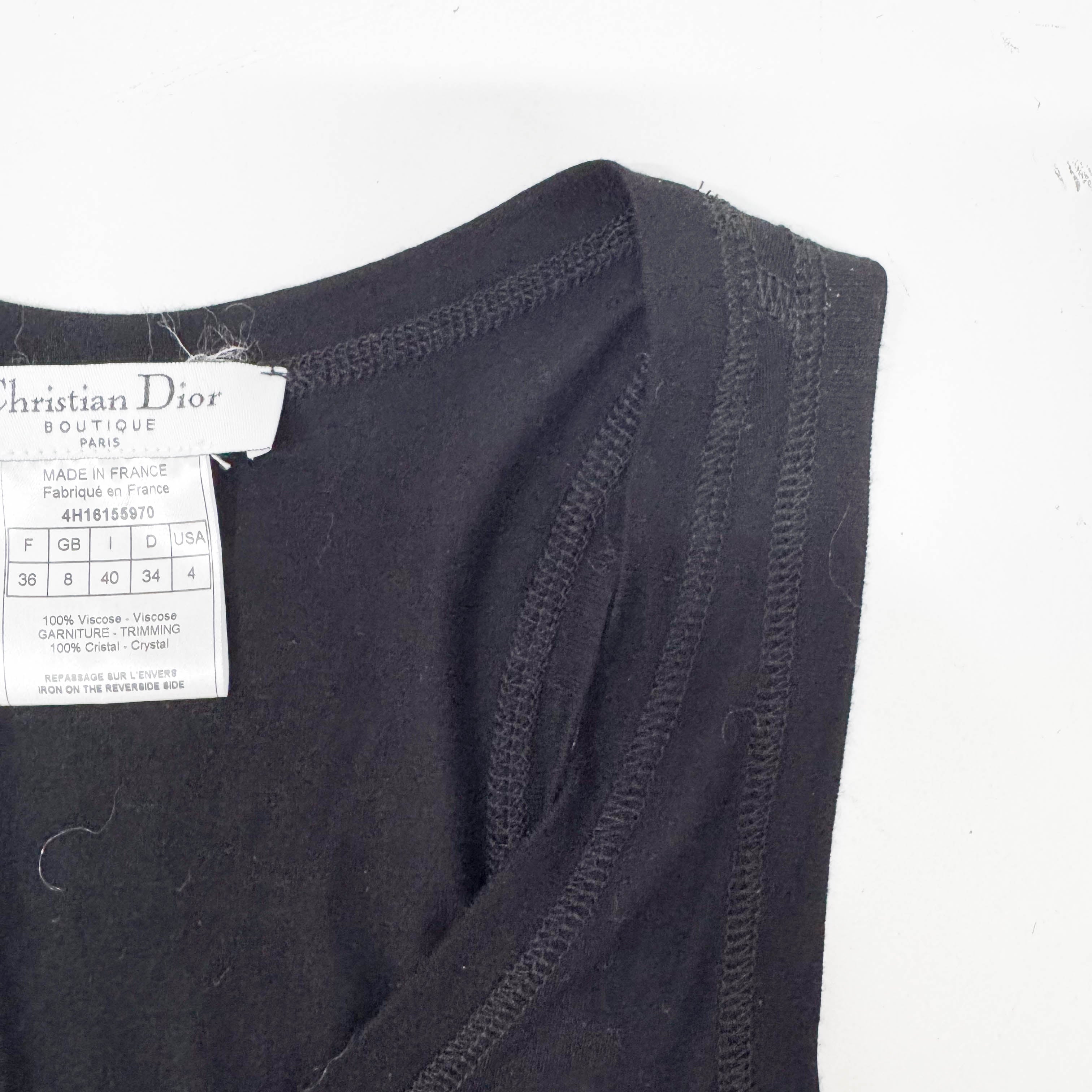 Dior Rhinestone Logo Black Tank Top Size 4