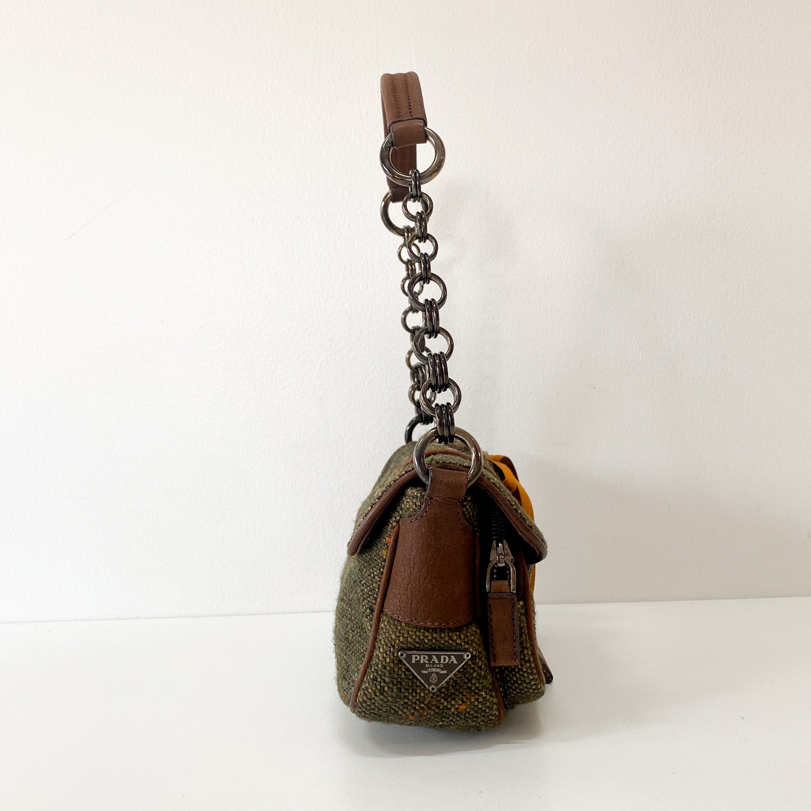 Mini Brown Tweed Shoulder Bag