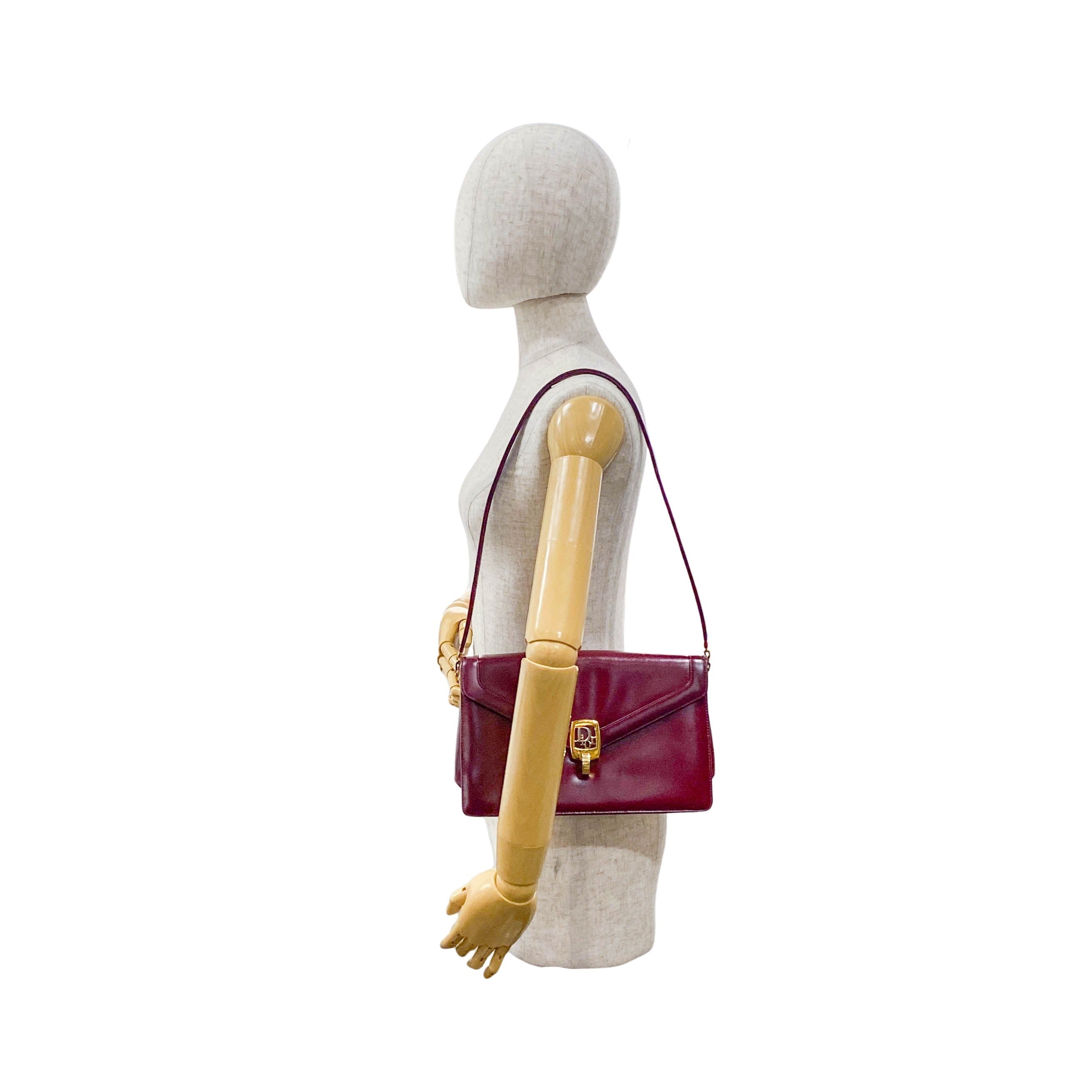 Burgundy Leather Envelope Shoulder Bag