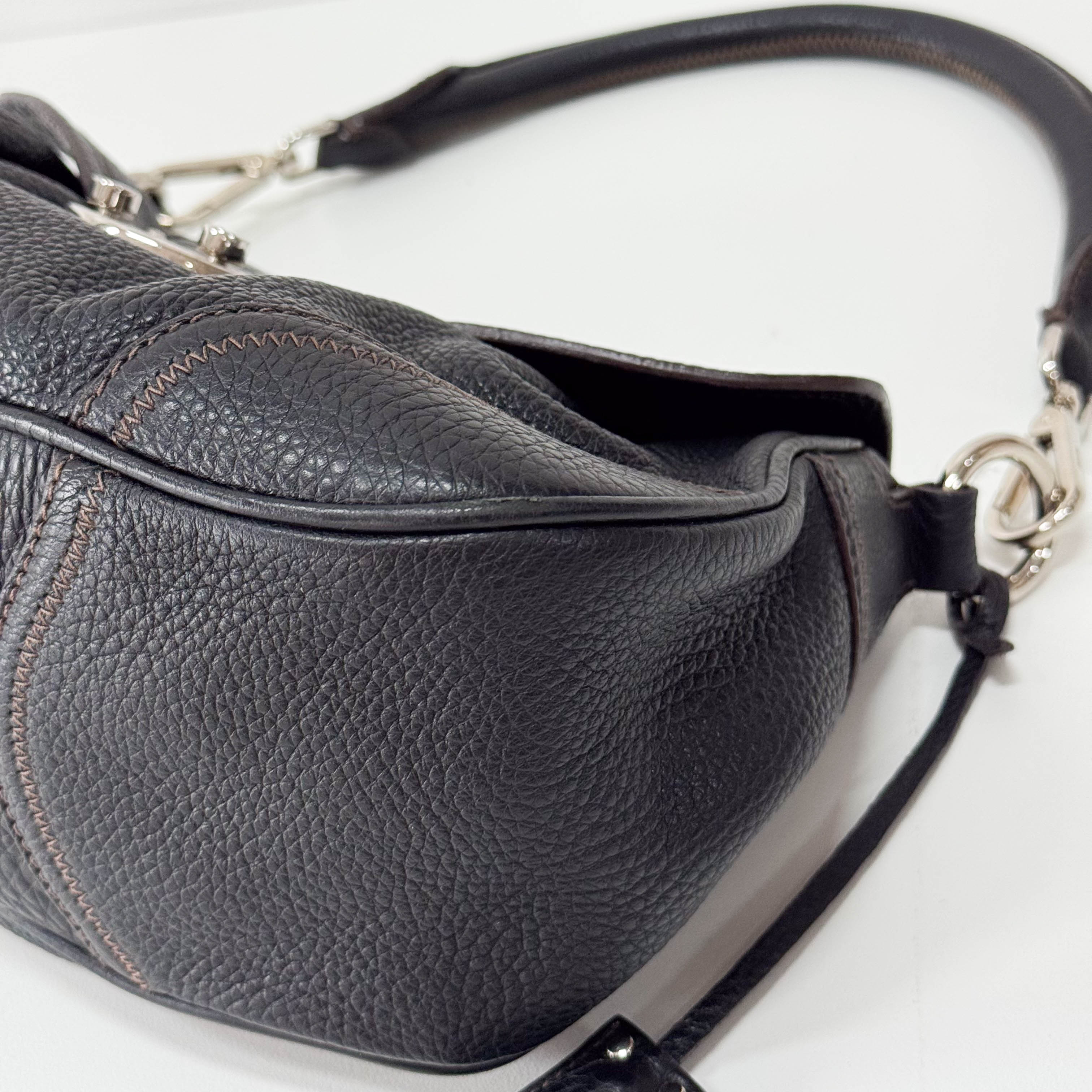 Black Leather Tassel Shoulder Bag