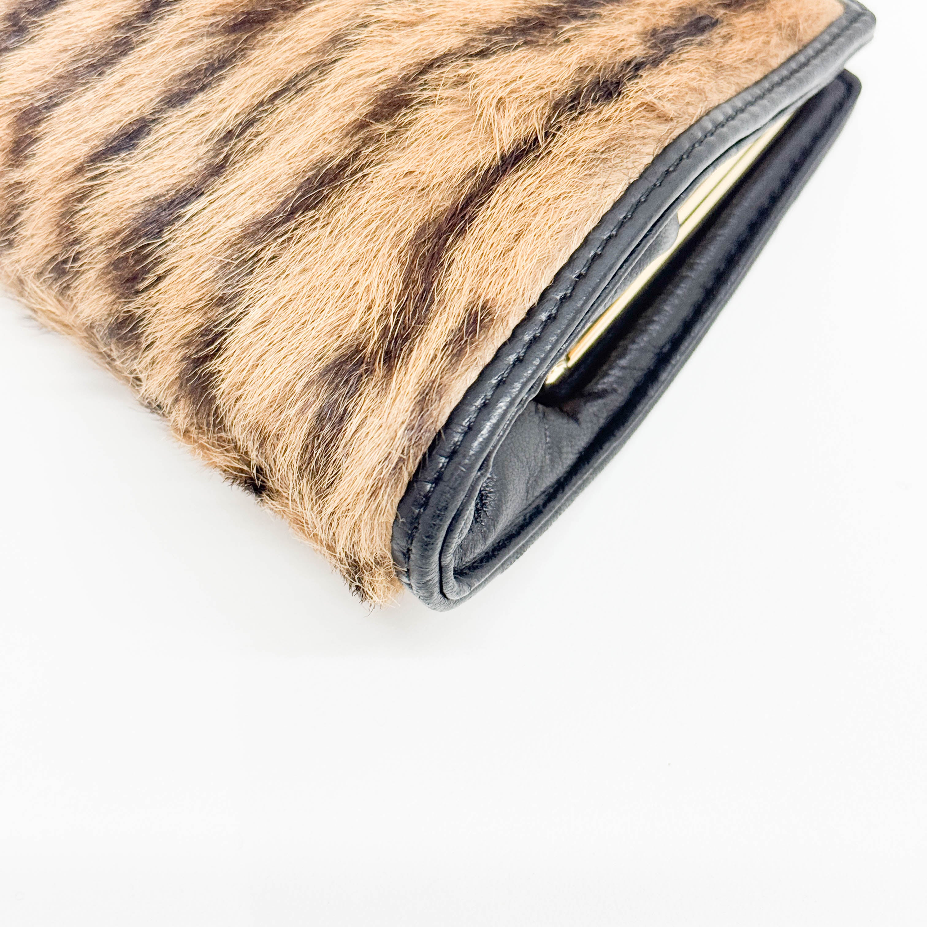Brown Tiger Print Pony Hair Hand Bag