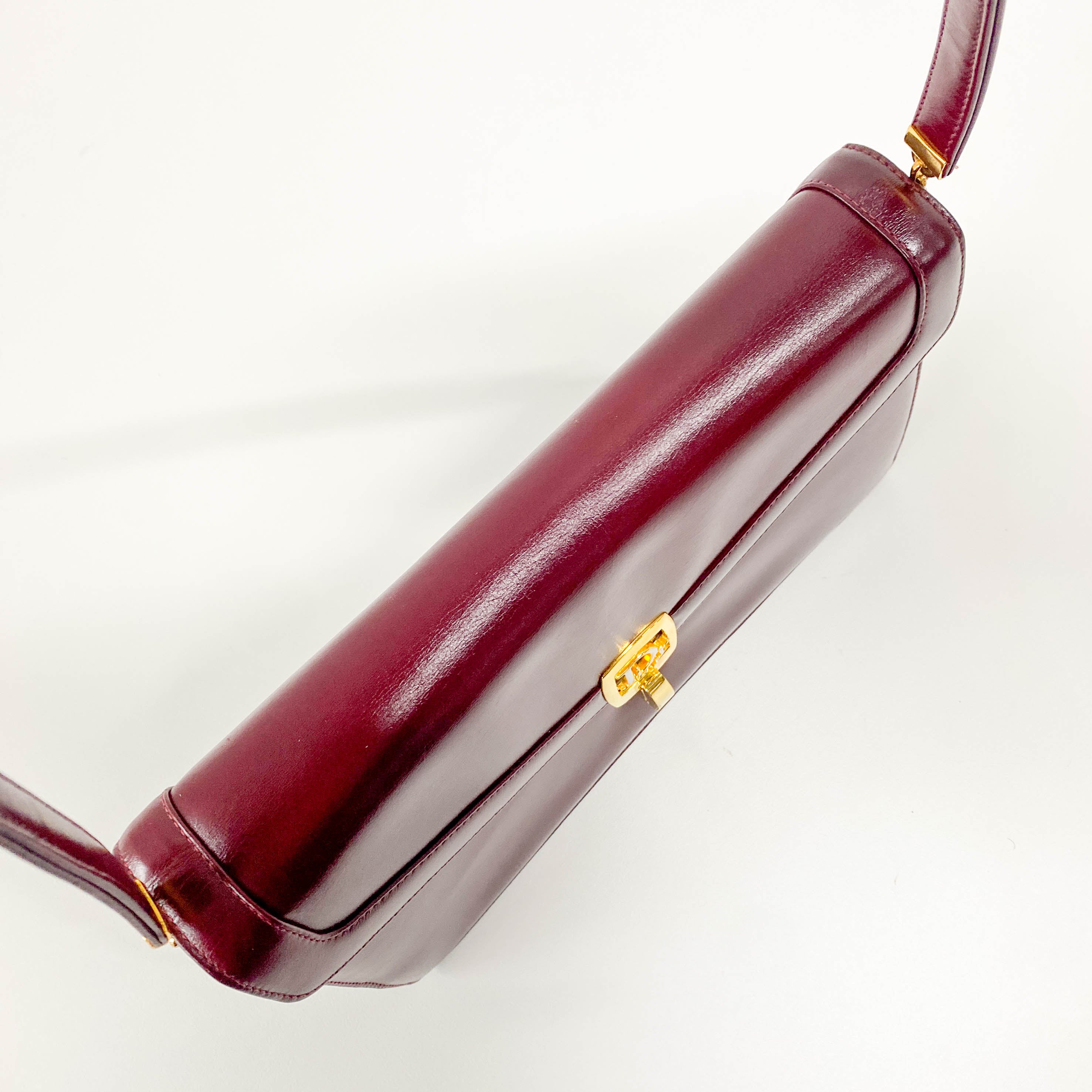 Burgundy Leather Envelope Shoulder Bag