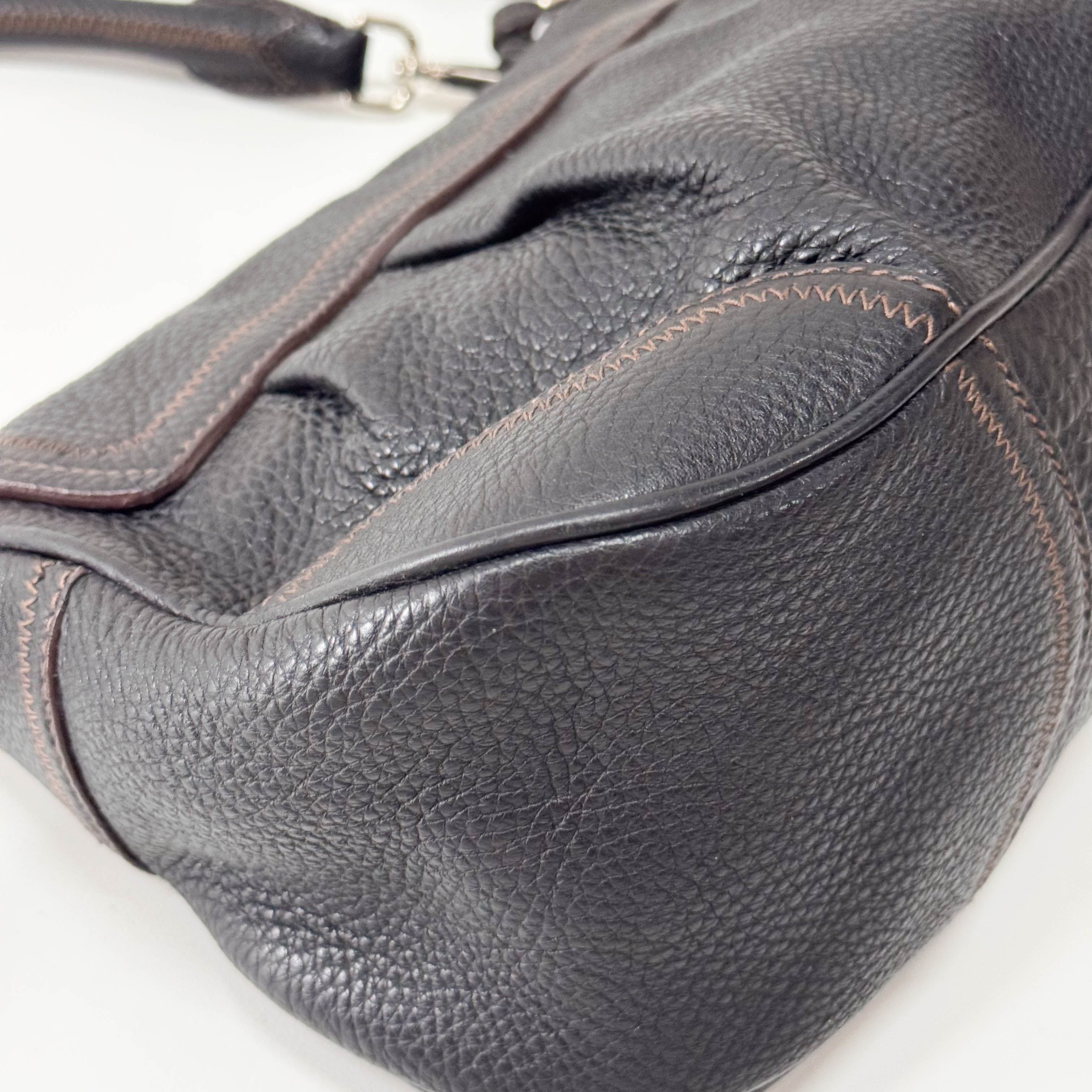 Black Leather Tassel Shoulder Bag