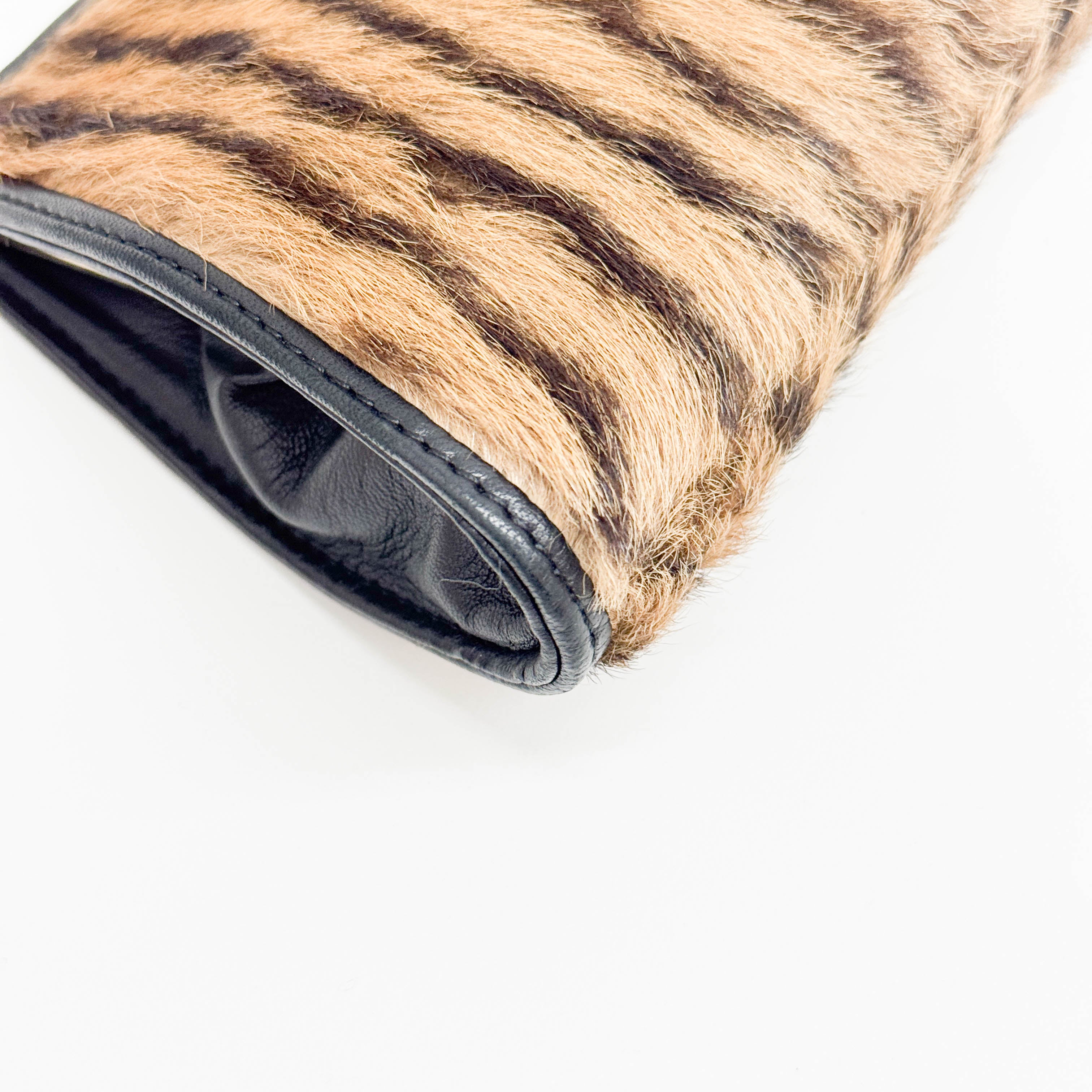 Brown Tiger Print Pony Hair Hand Bag
