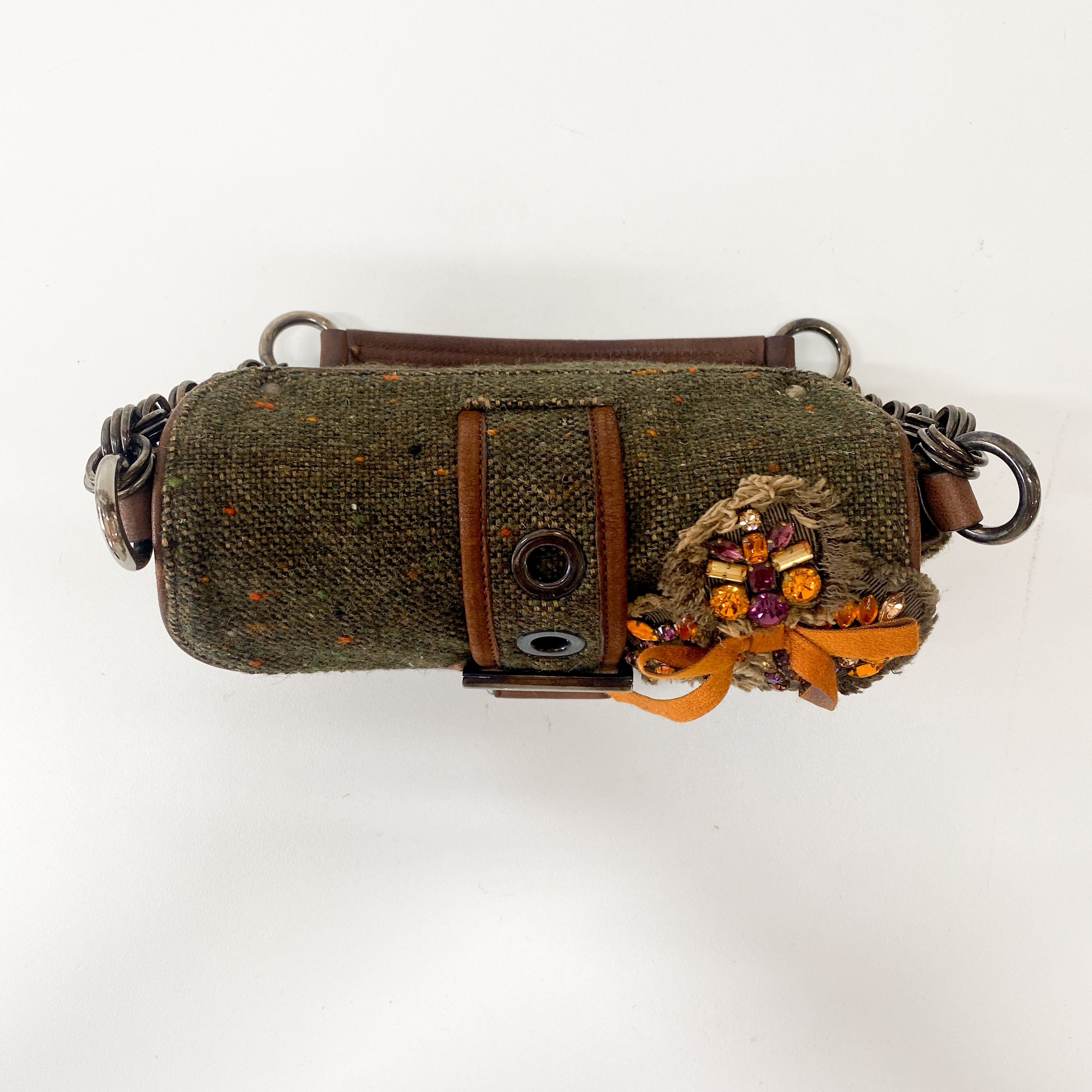 Mini Brown Tweed Shoulder Bag