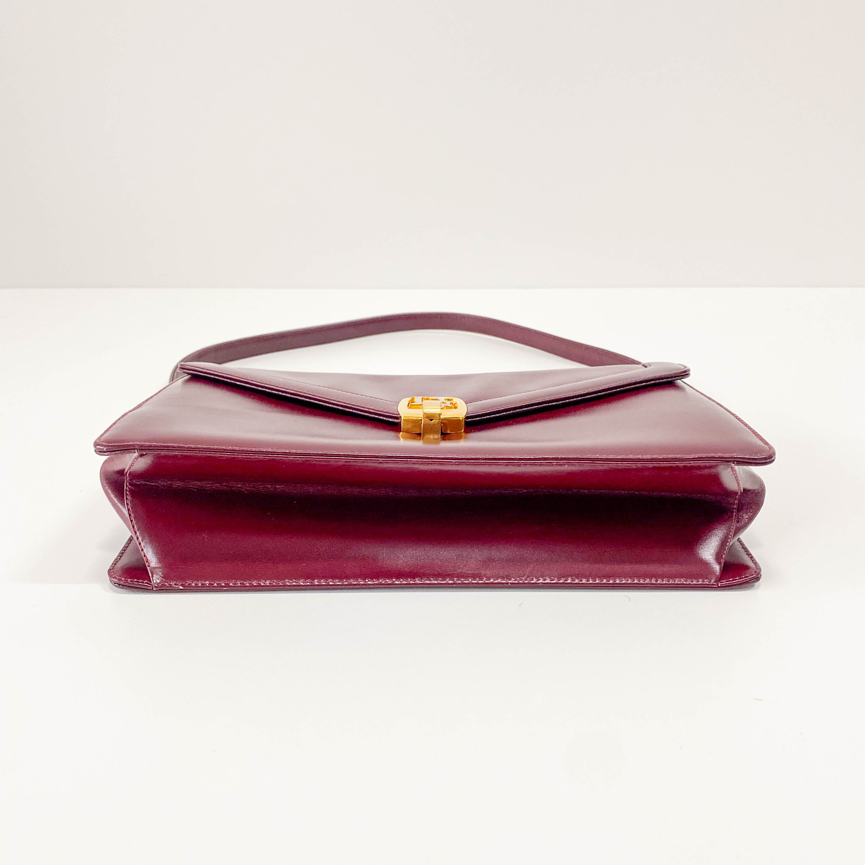 Burgundy Leather Envelope Shoulder Bag