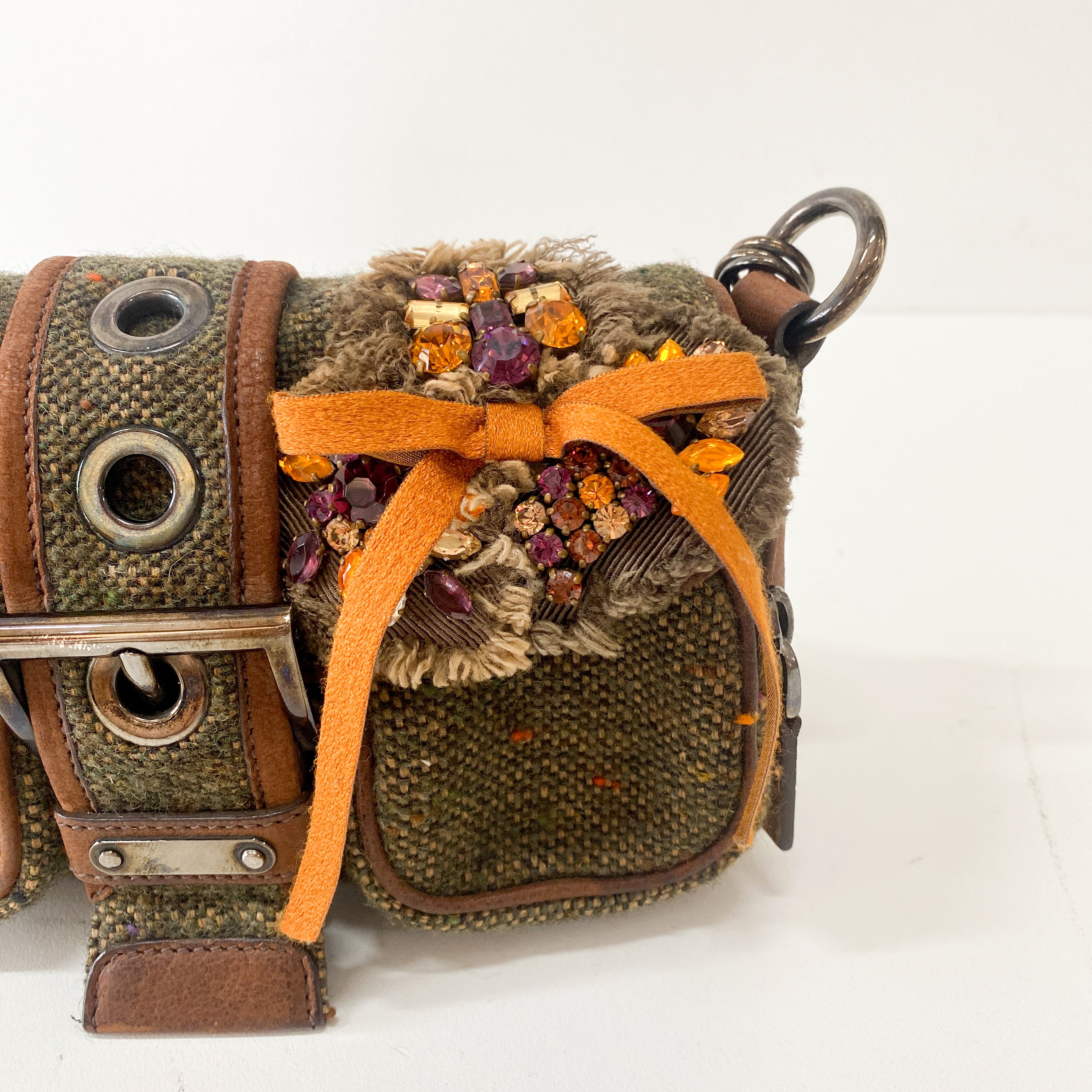 Mini Brown Tweed Shoulder Bag