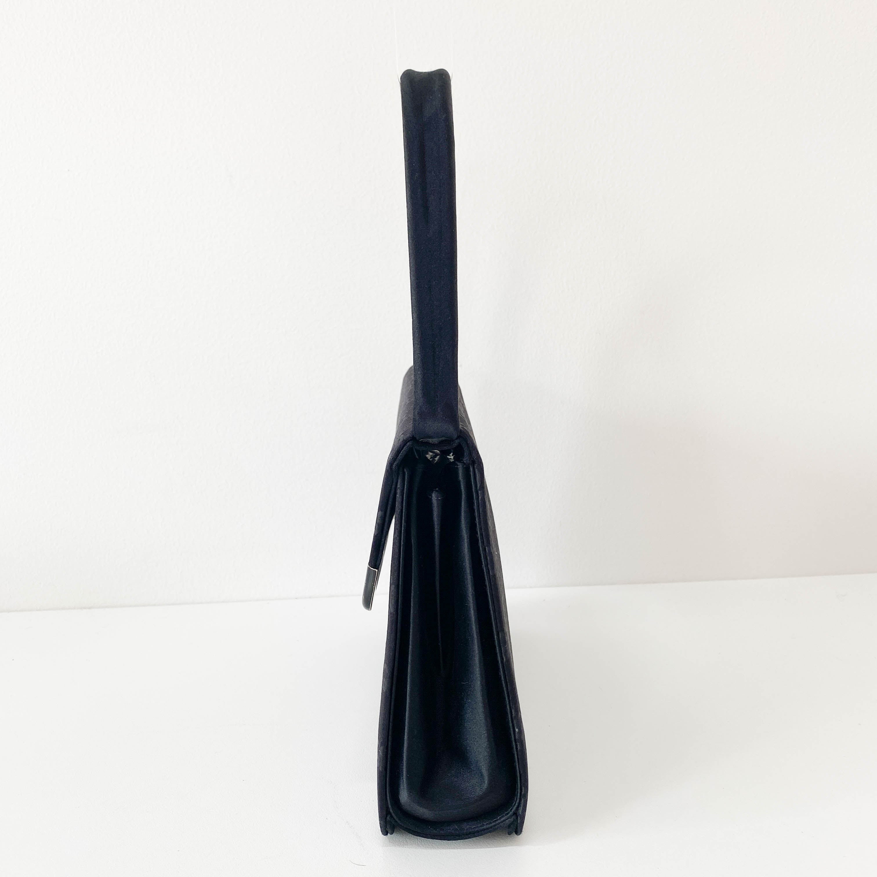 Black GG Satin Top Handle Bag