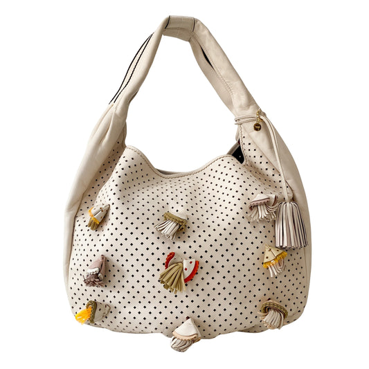 Beige Fringe Shoulder Bag