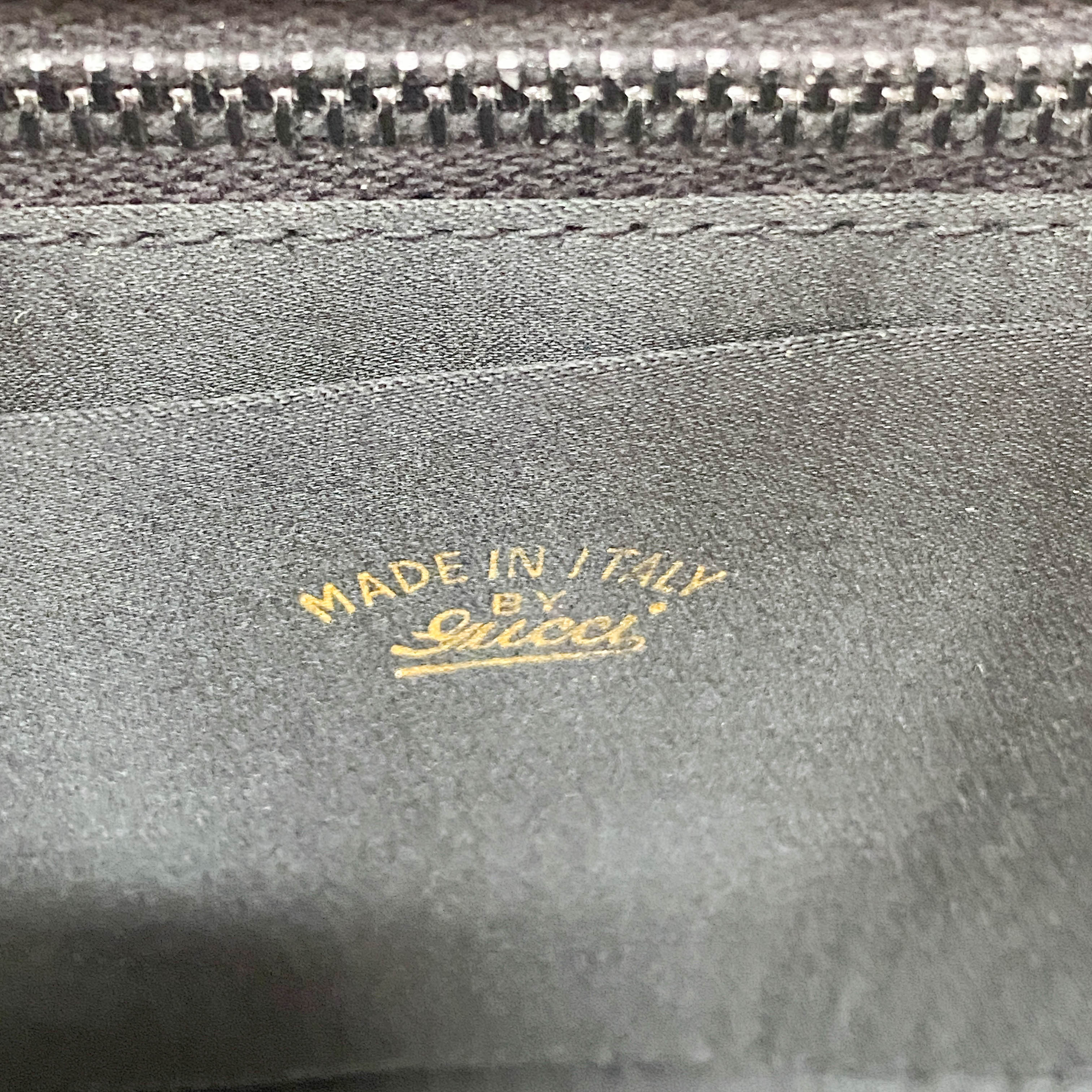 Black GG Satin Top Handle Bag