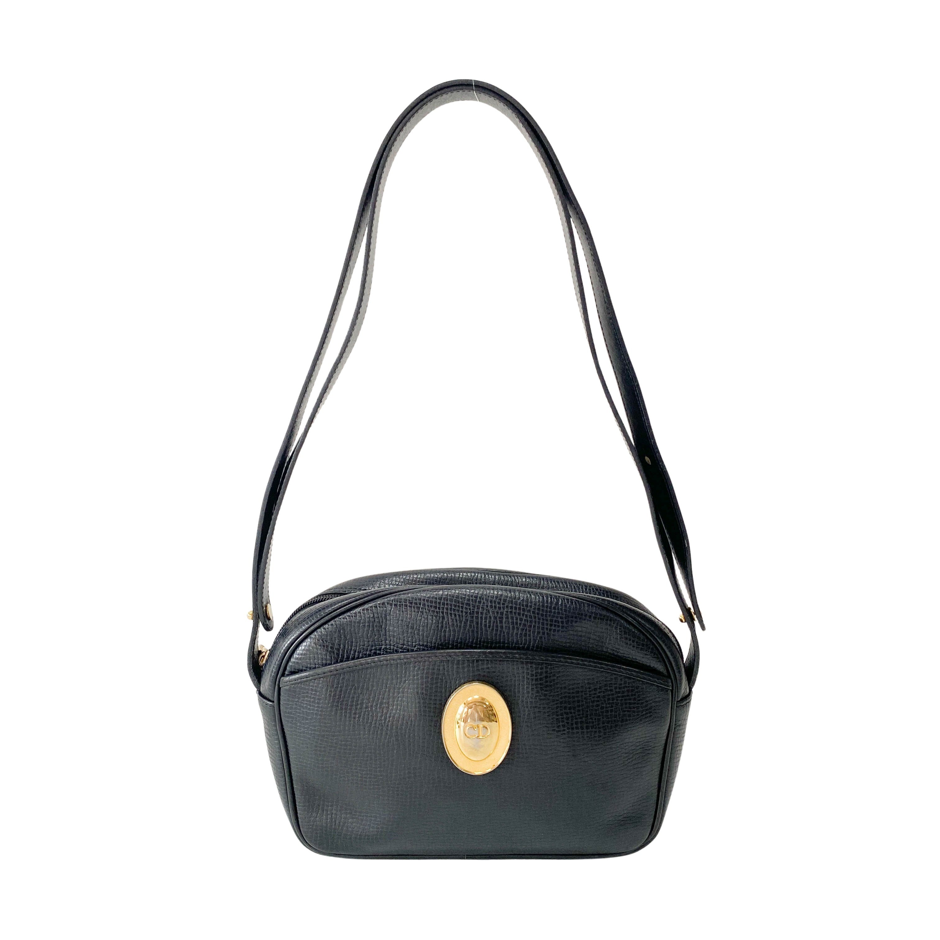 Vintage Black Leather Shoulder Bag