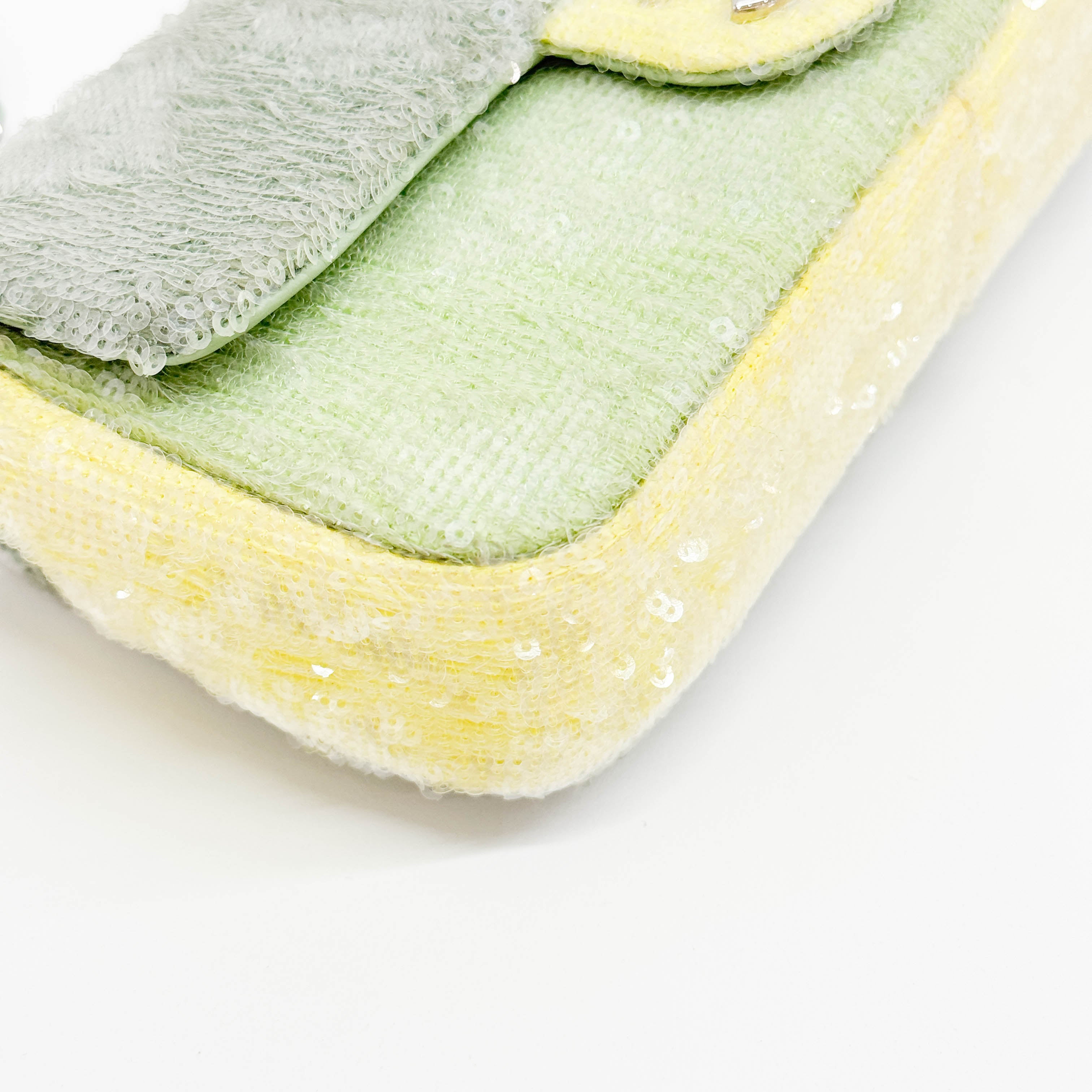 Classic Flap Waterfall Green Sequin Shoulder Bag