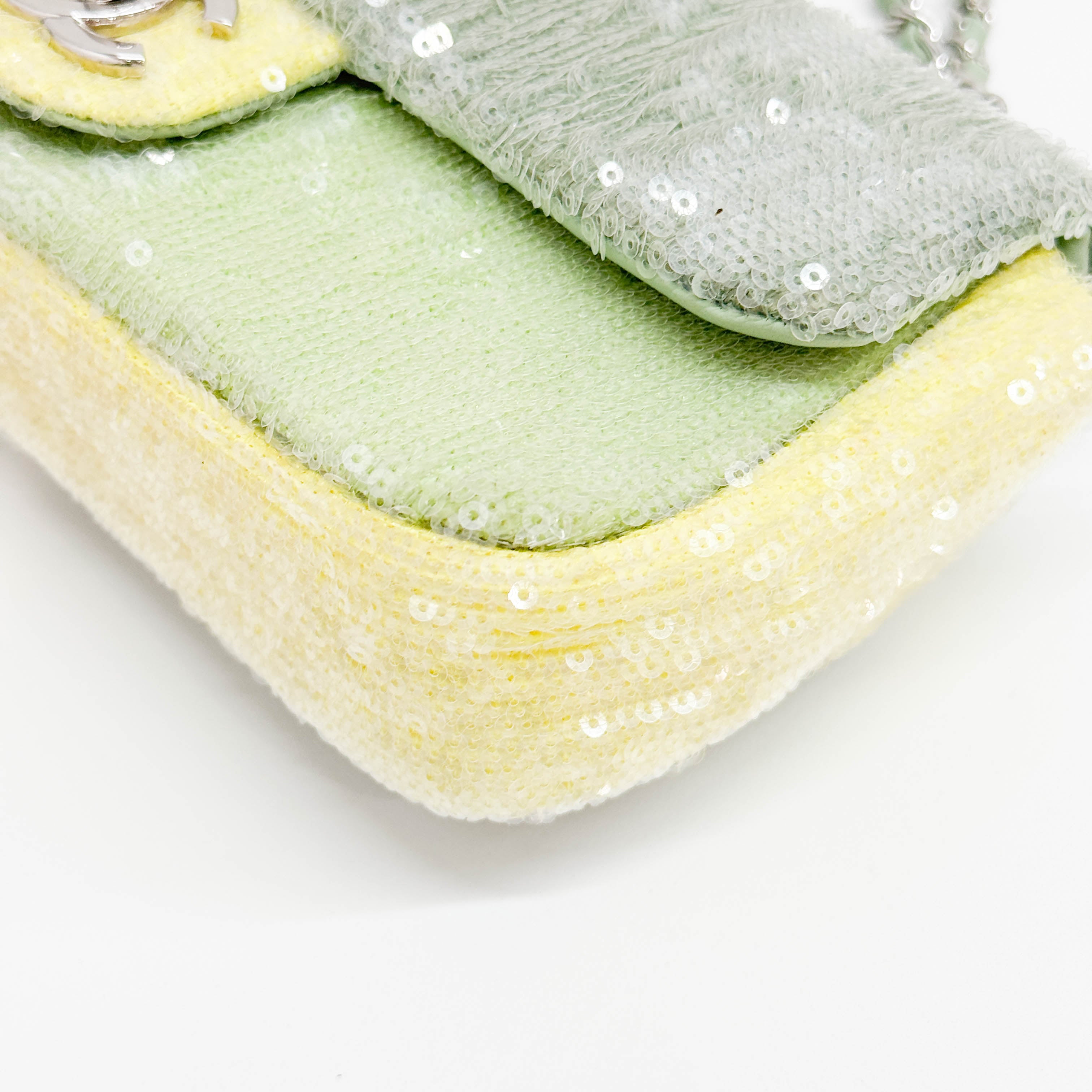 Classic Flap Waterfall Green Sequin Shoulder Bag