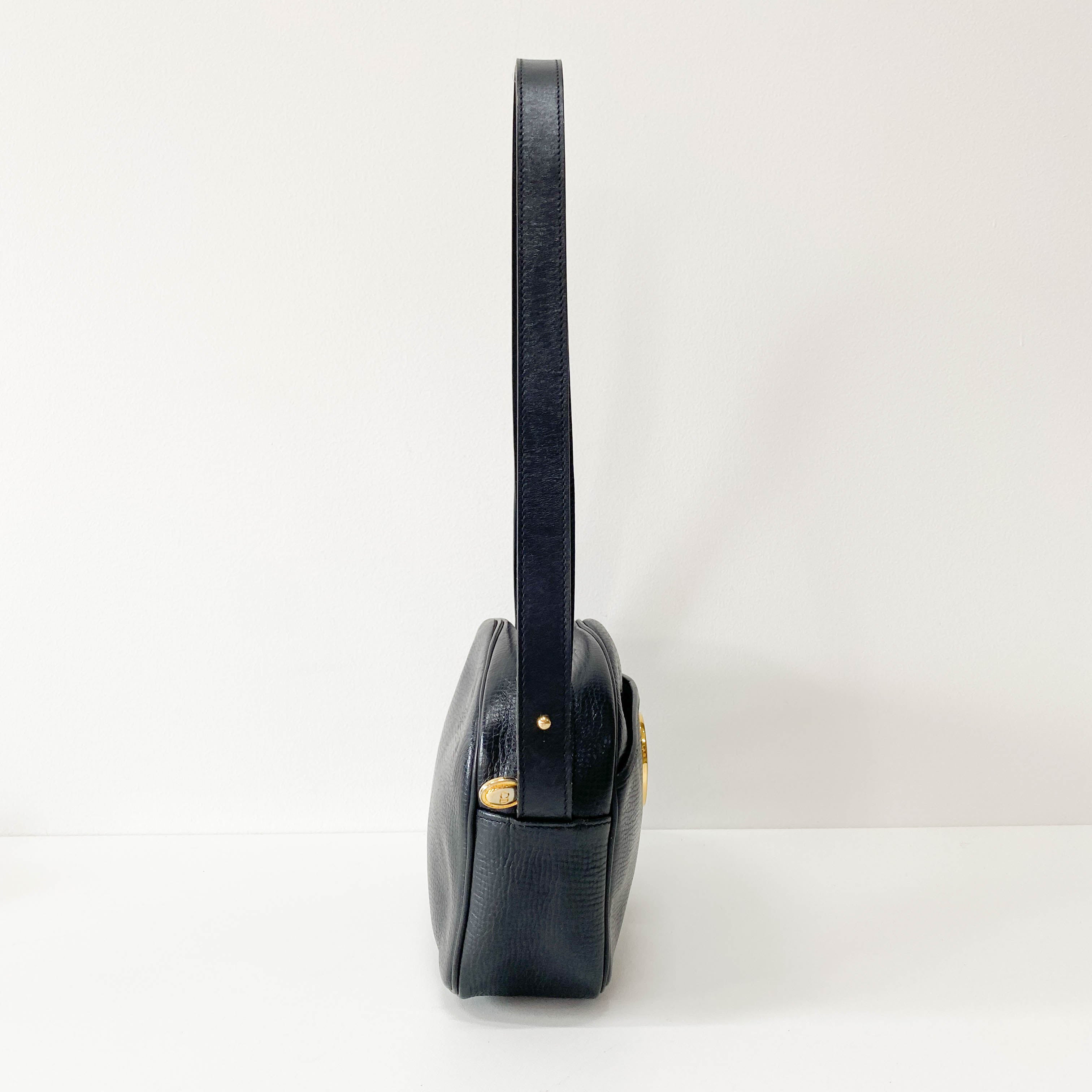 Vintage Black Leather Shoulder Bag