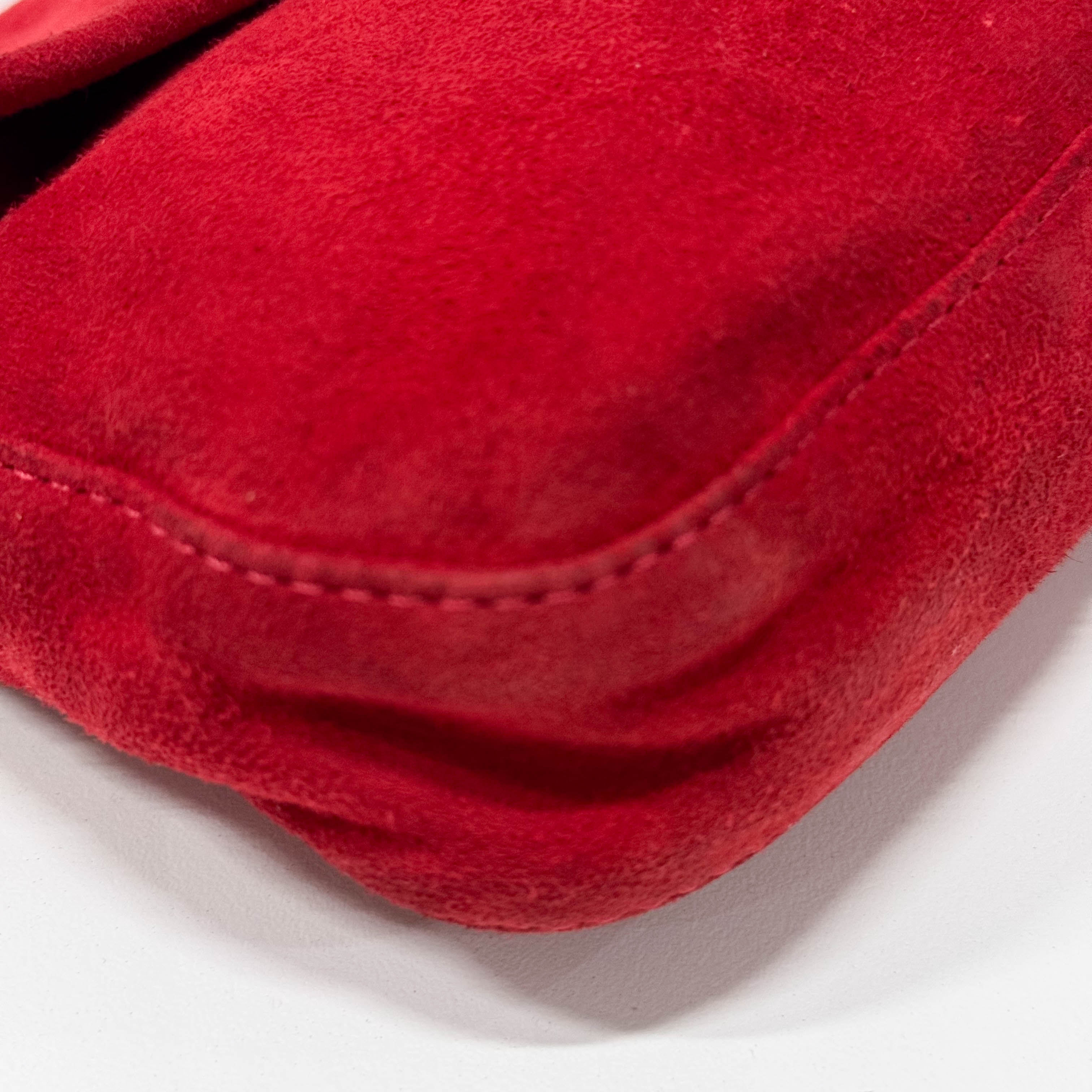 Baguette Red Suede Shoulder Bag