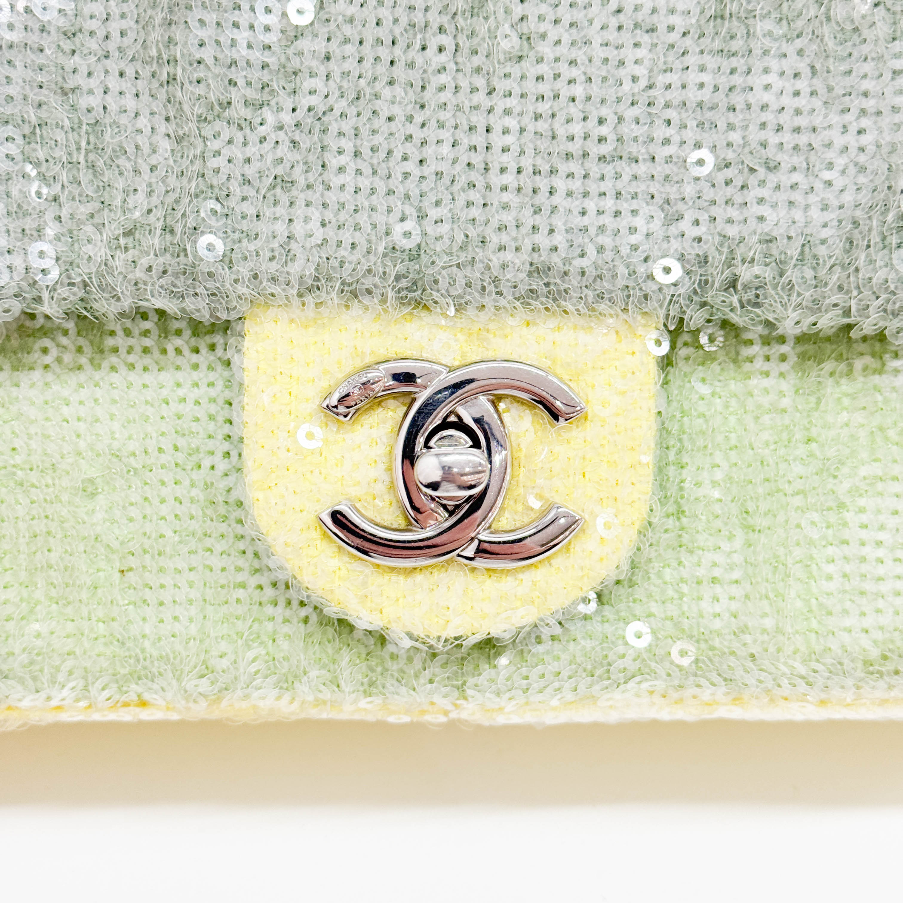 Classic Flap Waterfall Green Sequin Shoulder Bag