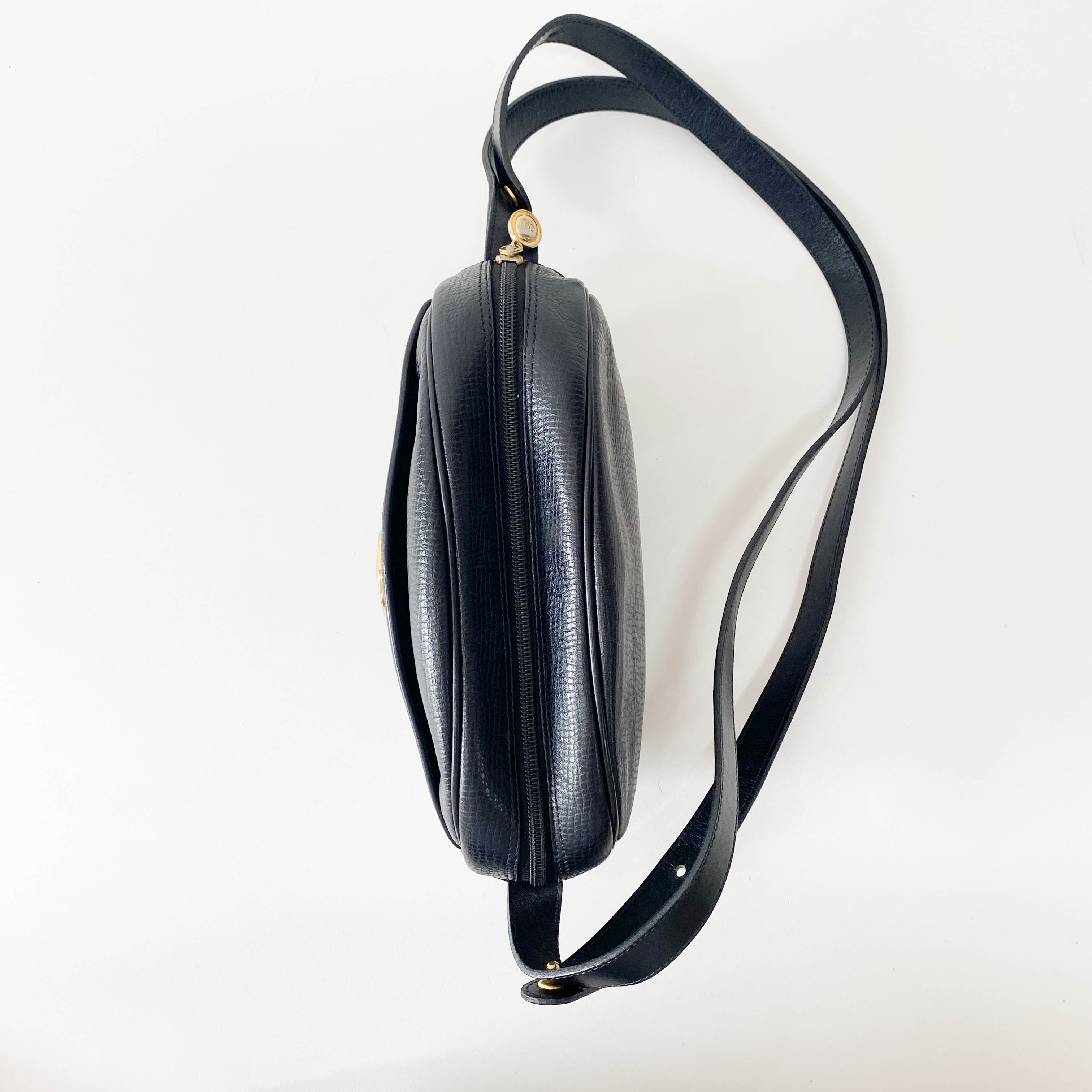 Vintage Black Leather Shoulder Bag