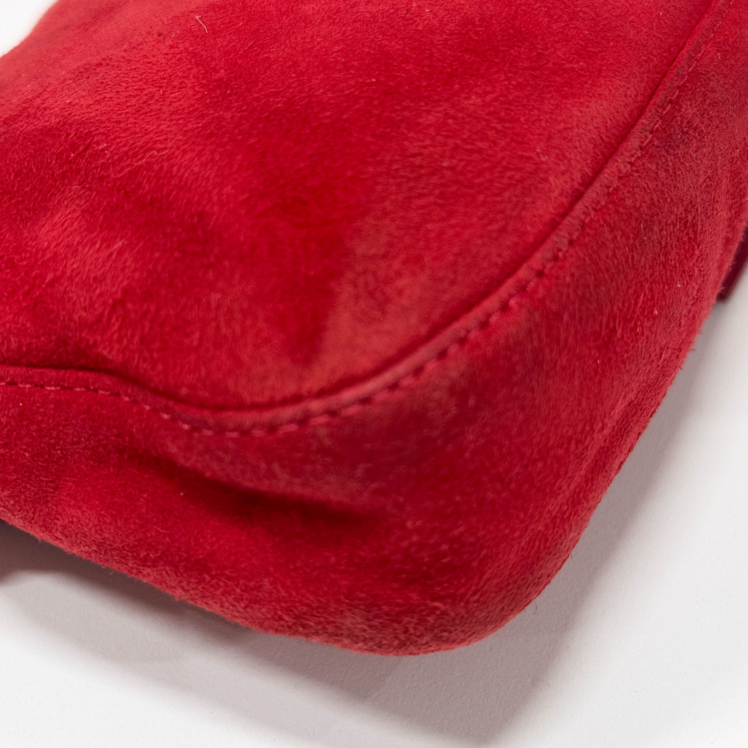 Baguette Red Suede Shoulder Bag