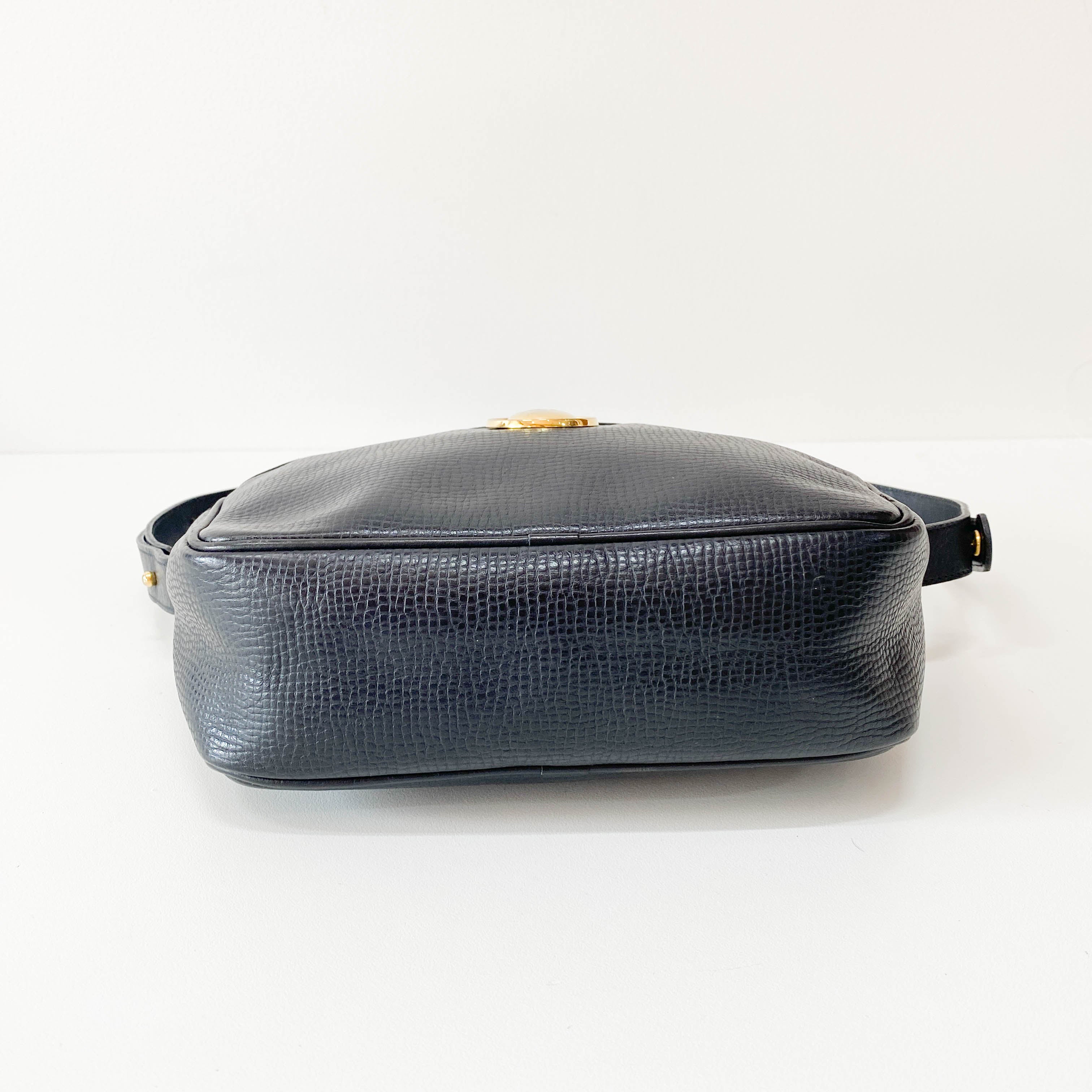 Vintage Black Leather Shoulder Bag