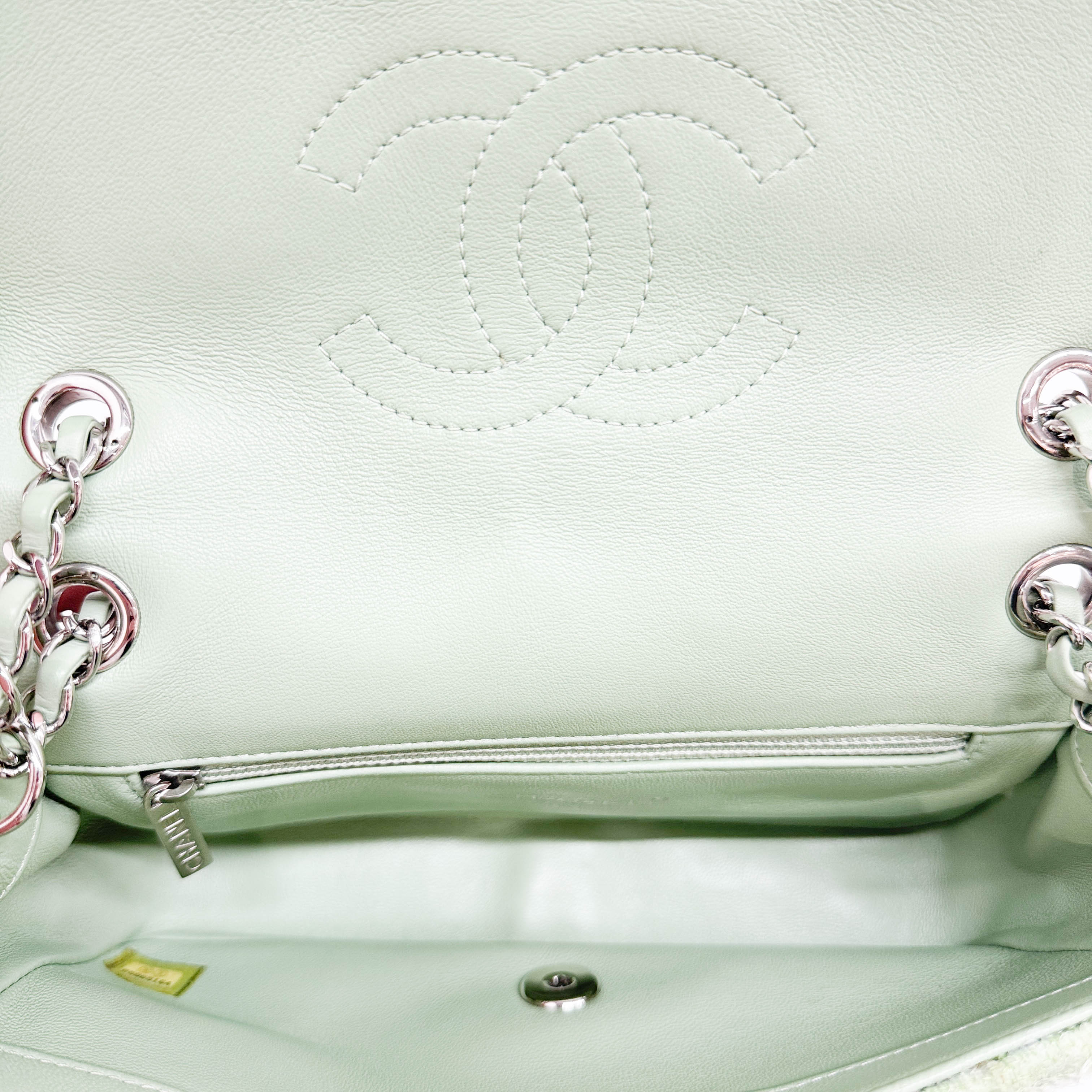 Classic Flap Waterfall Green Sequin Shoulder Bag