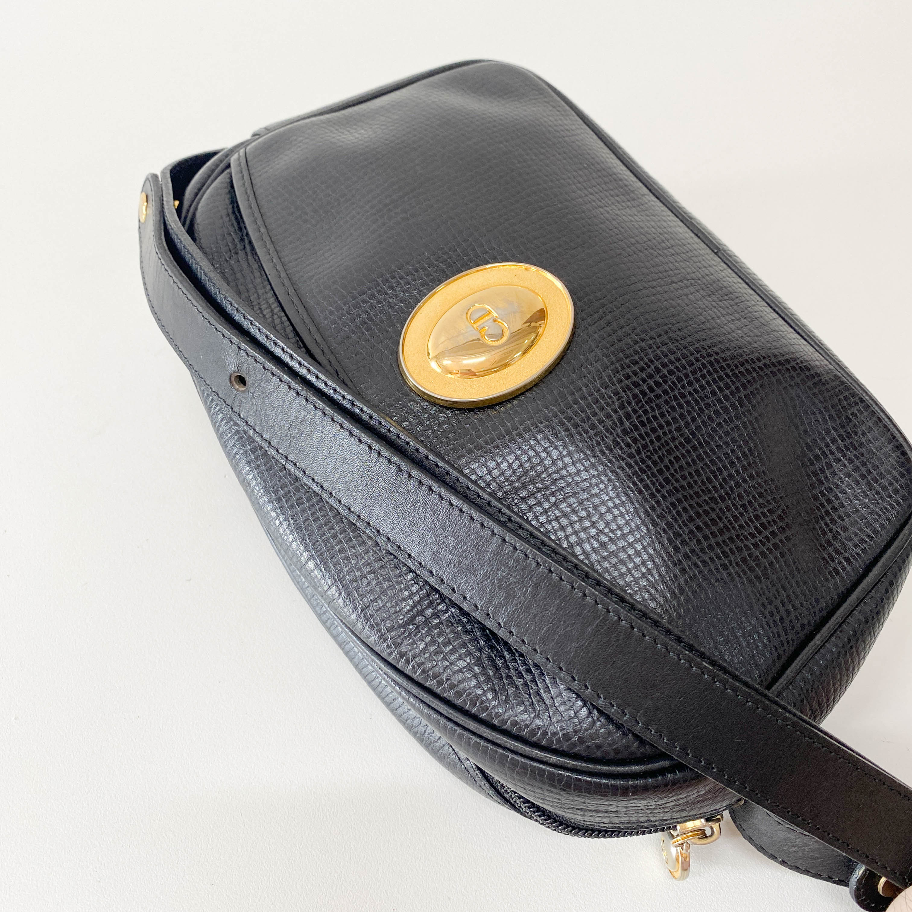 Vintage Black Leather Shoulder Bag