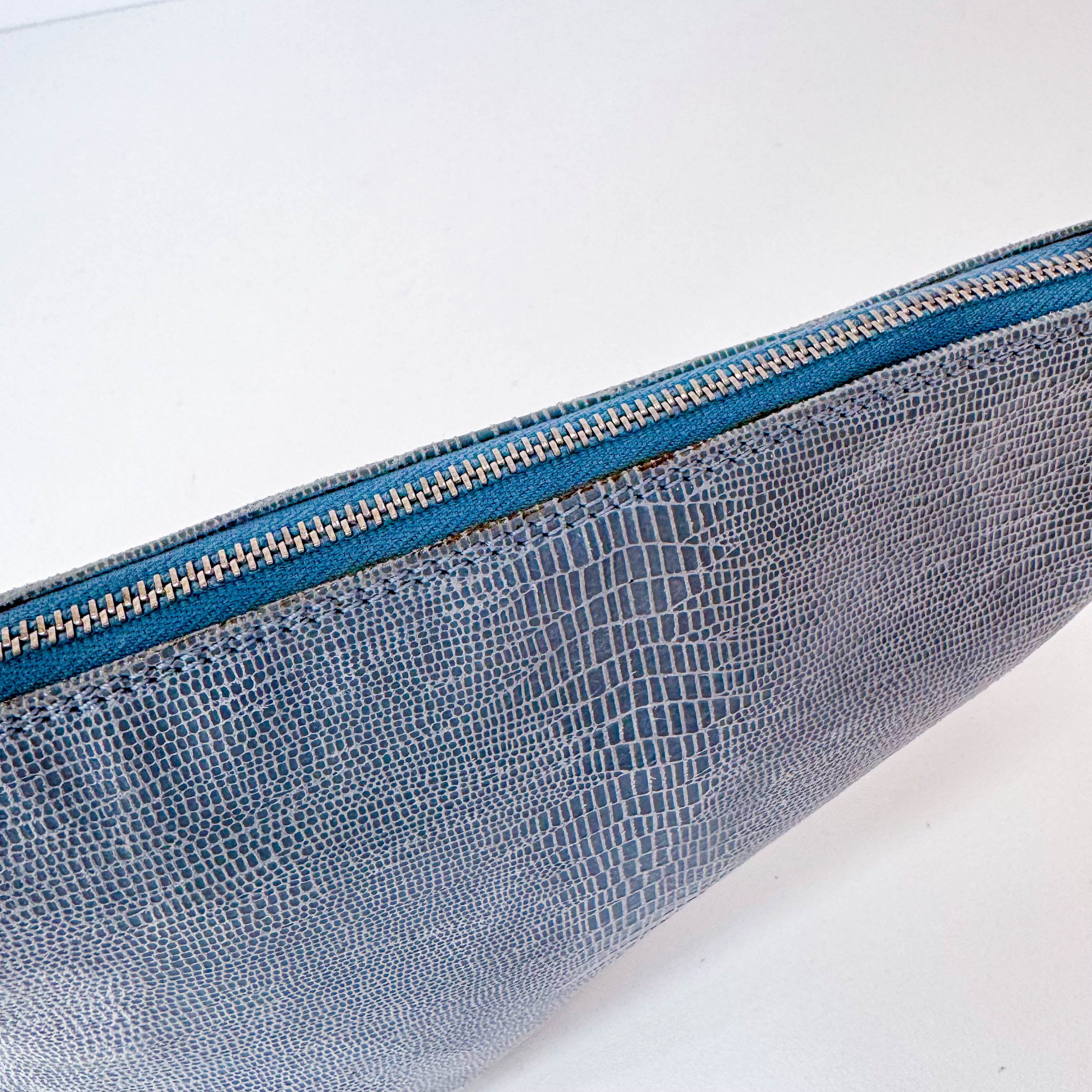 Saddle Mini Light Blue Lizard Leather Shoulder Bag