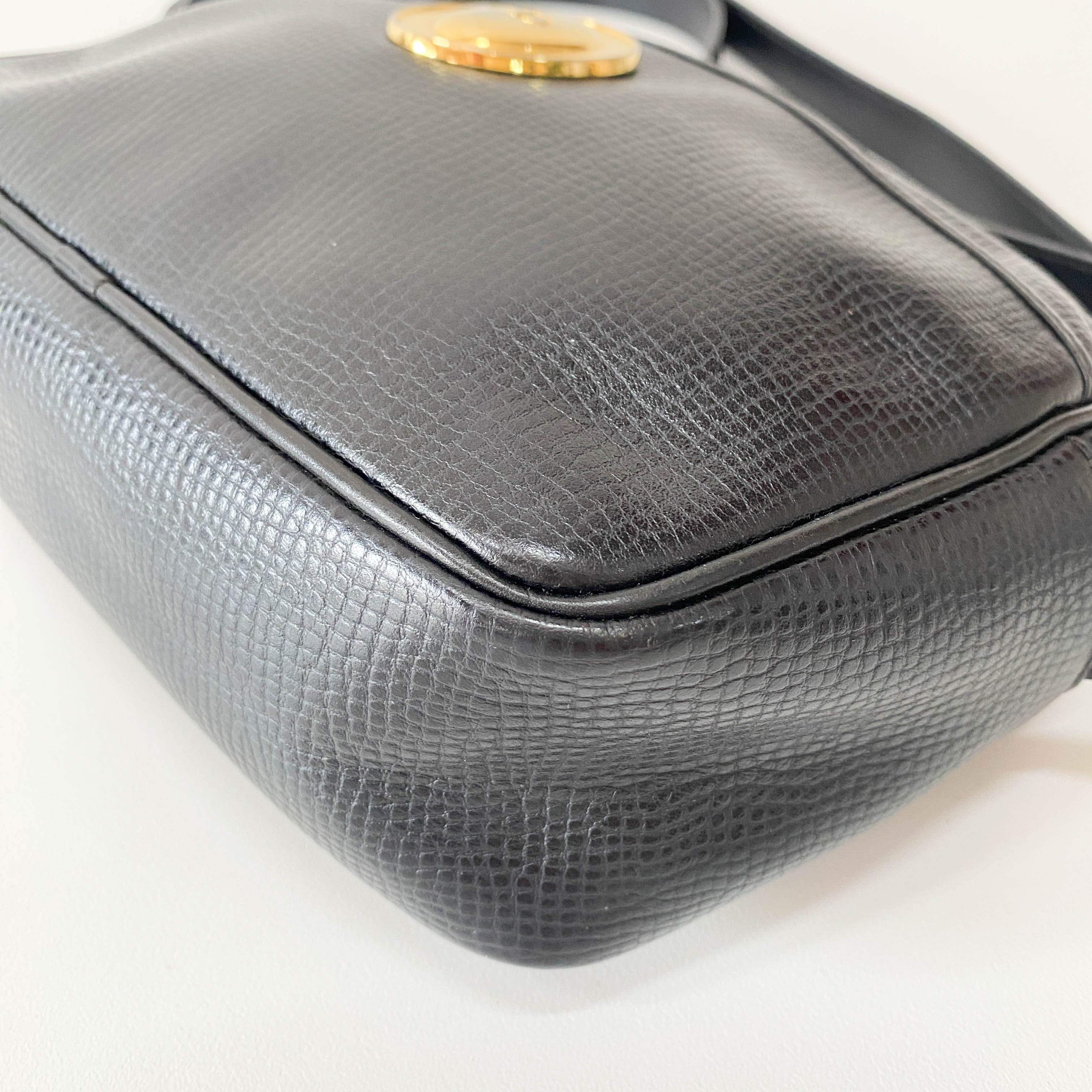 Vintage Black Leather Shoulder Bag