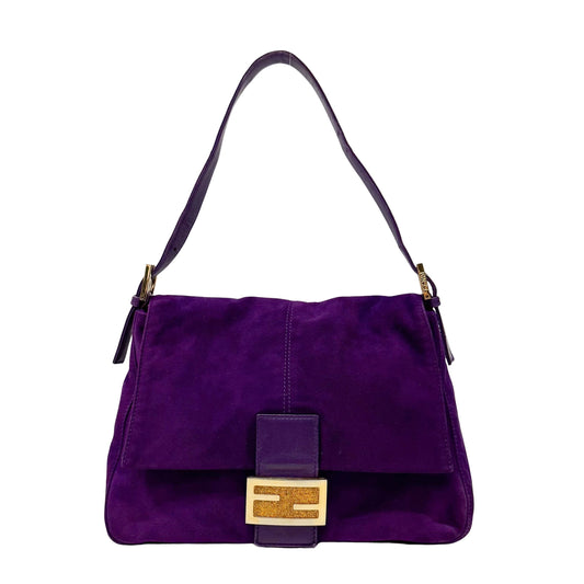 Mamma Baguette Purple Suede Shoulder Bag