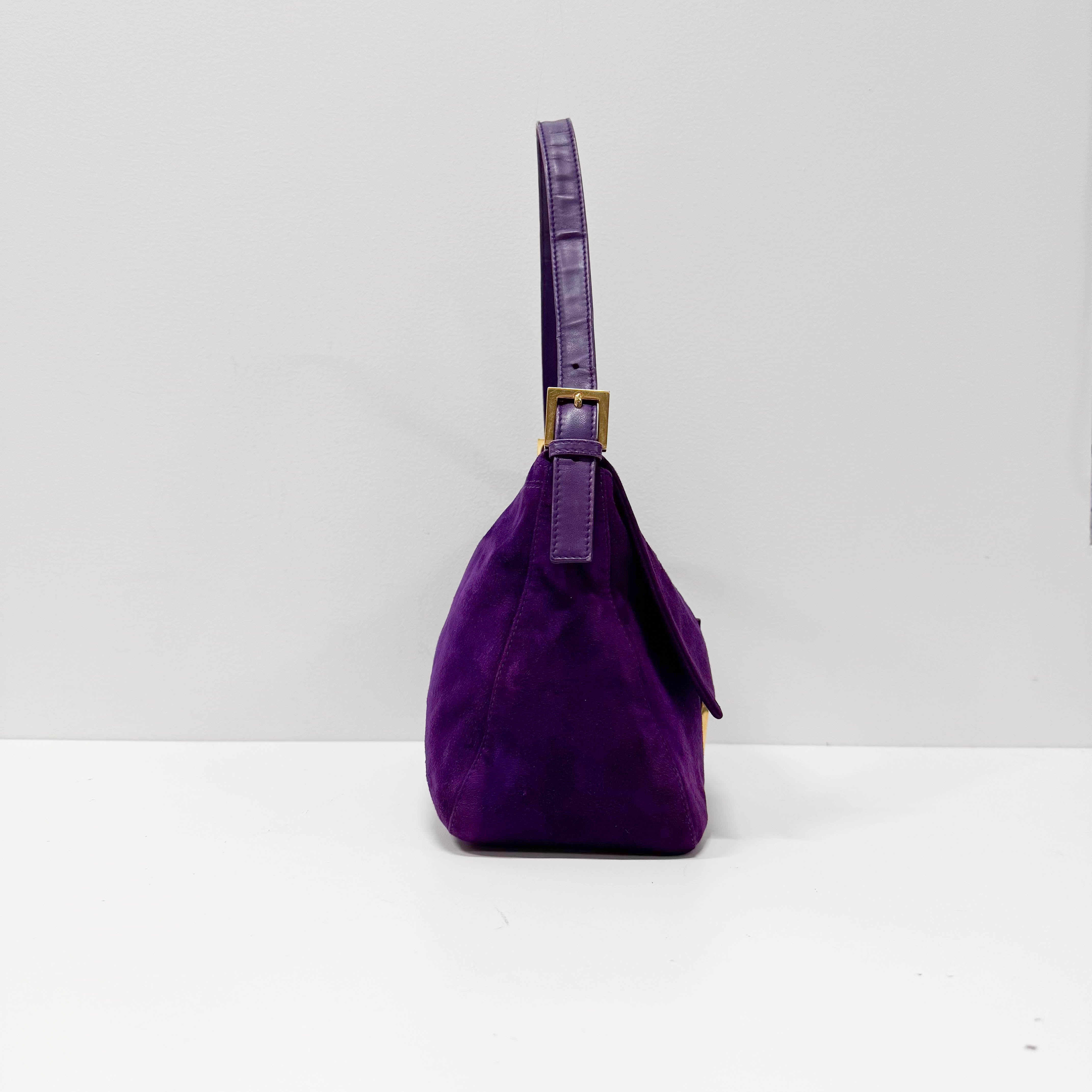 Mamma Baguette Purple Suede Shoulder Bag