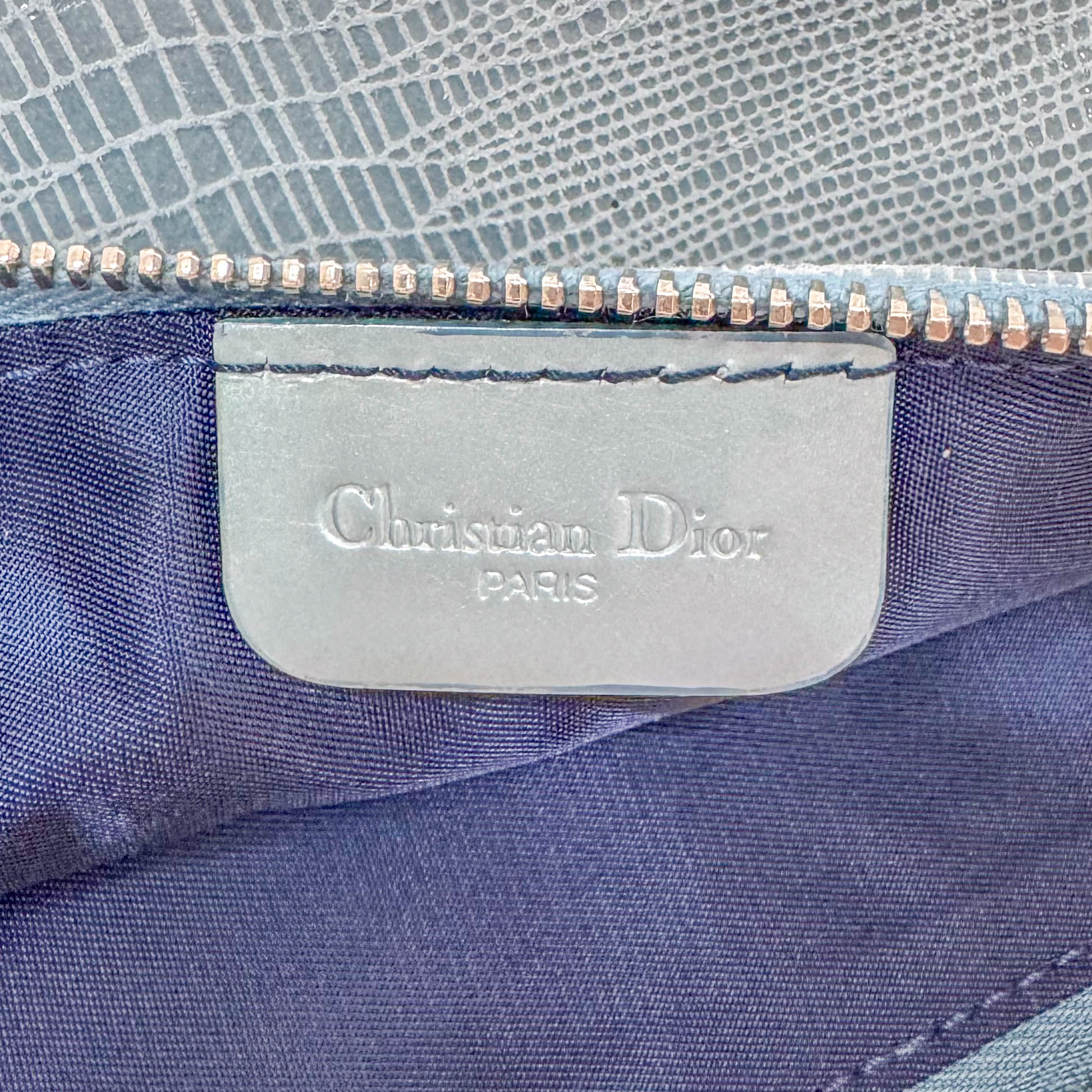 Saddle Mini Light Blue Lizard Leather Shoulder Bag