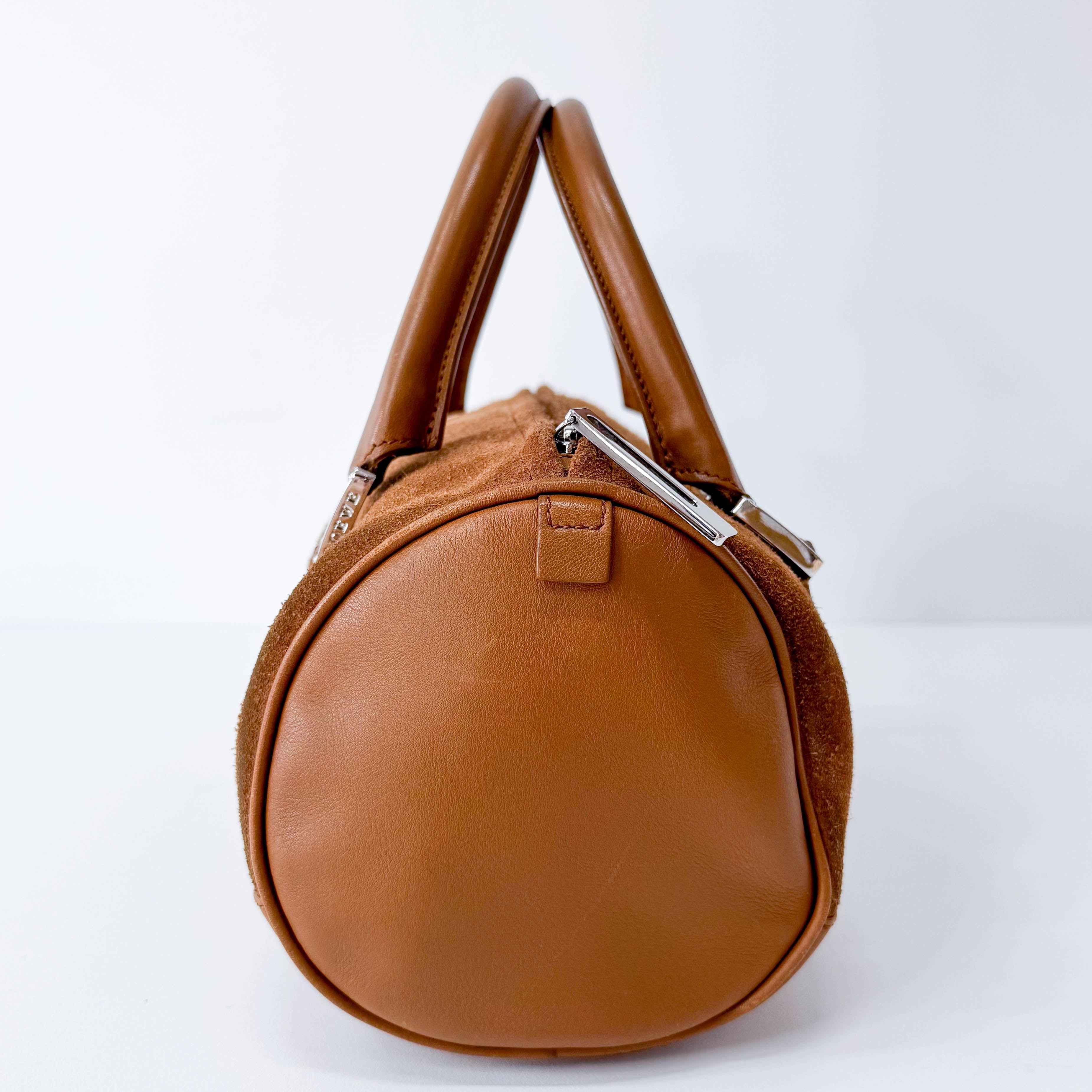 Anagram Brown Suede Boston Bag