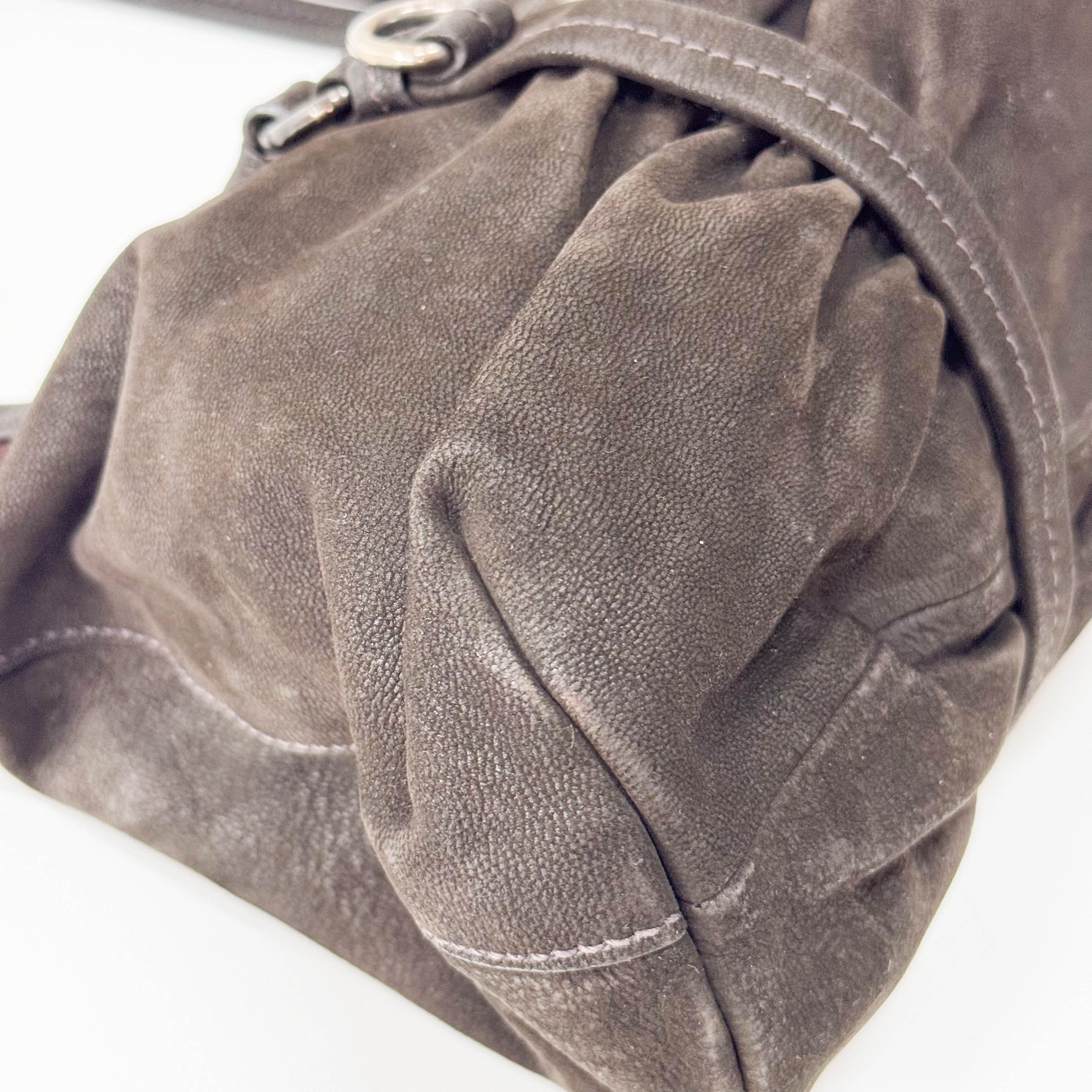 Brown Croc Suede Shoulder Bag