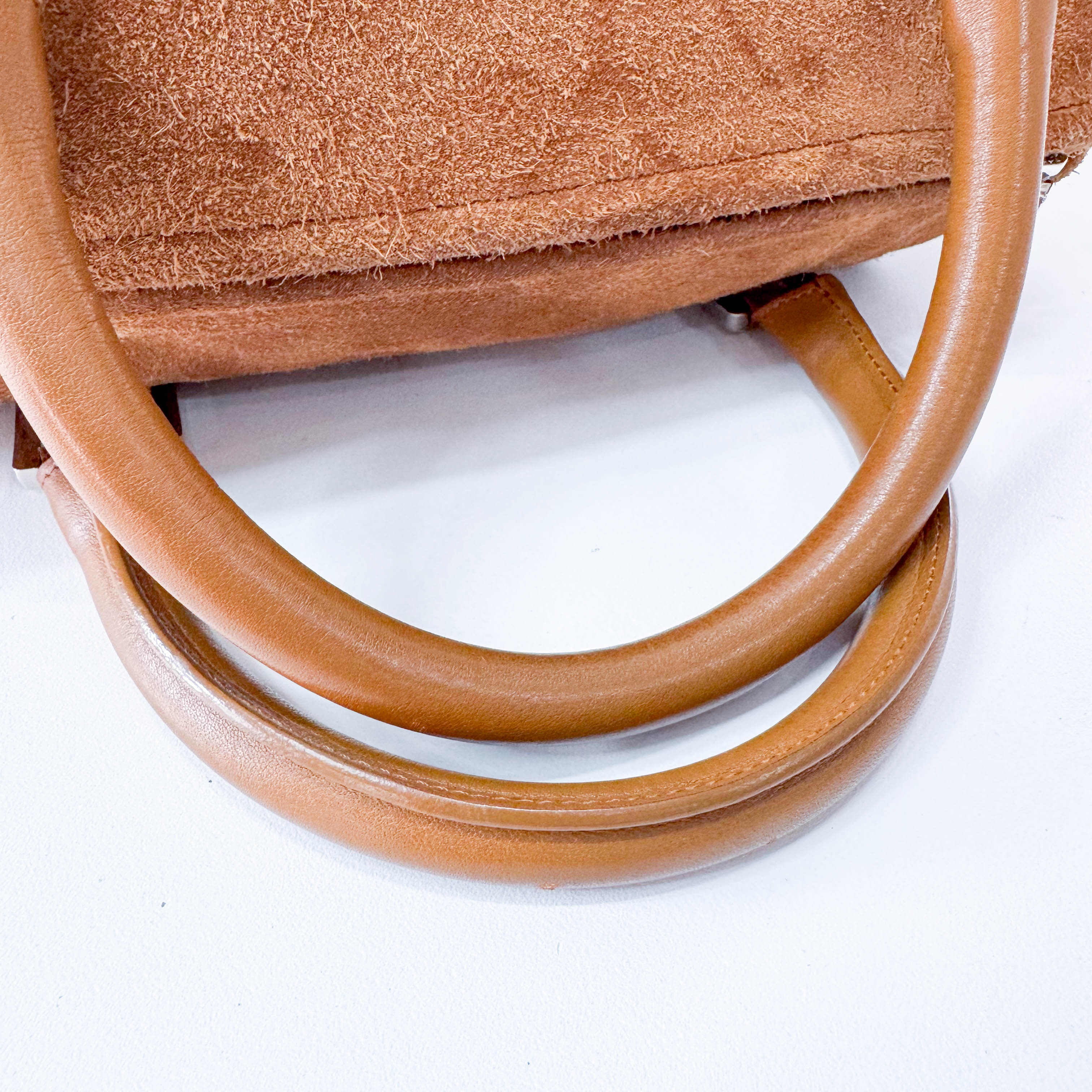 Anagram Brown Suede Boston Bag