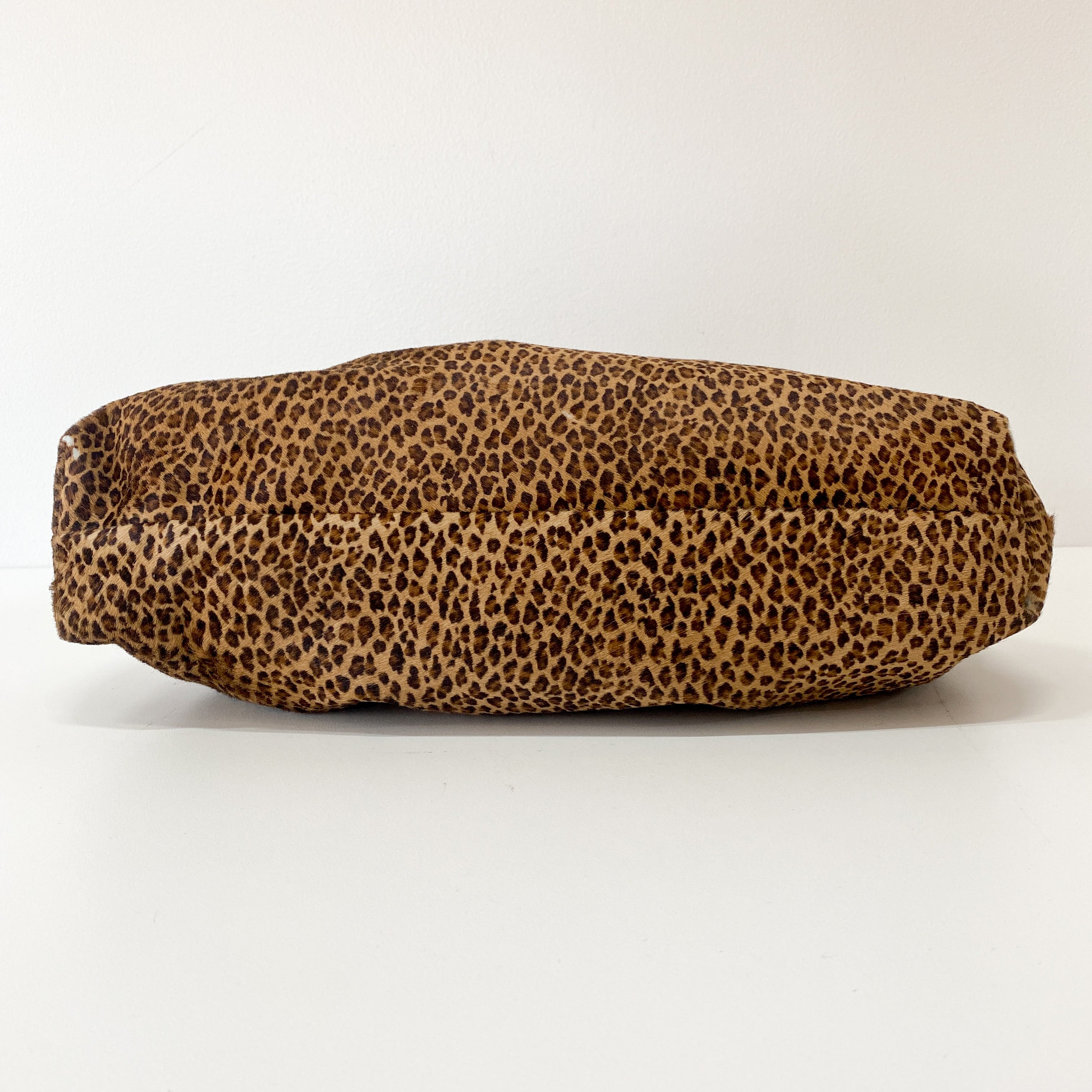 Brown Pony Hair & Red Leather Shoulder Bag