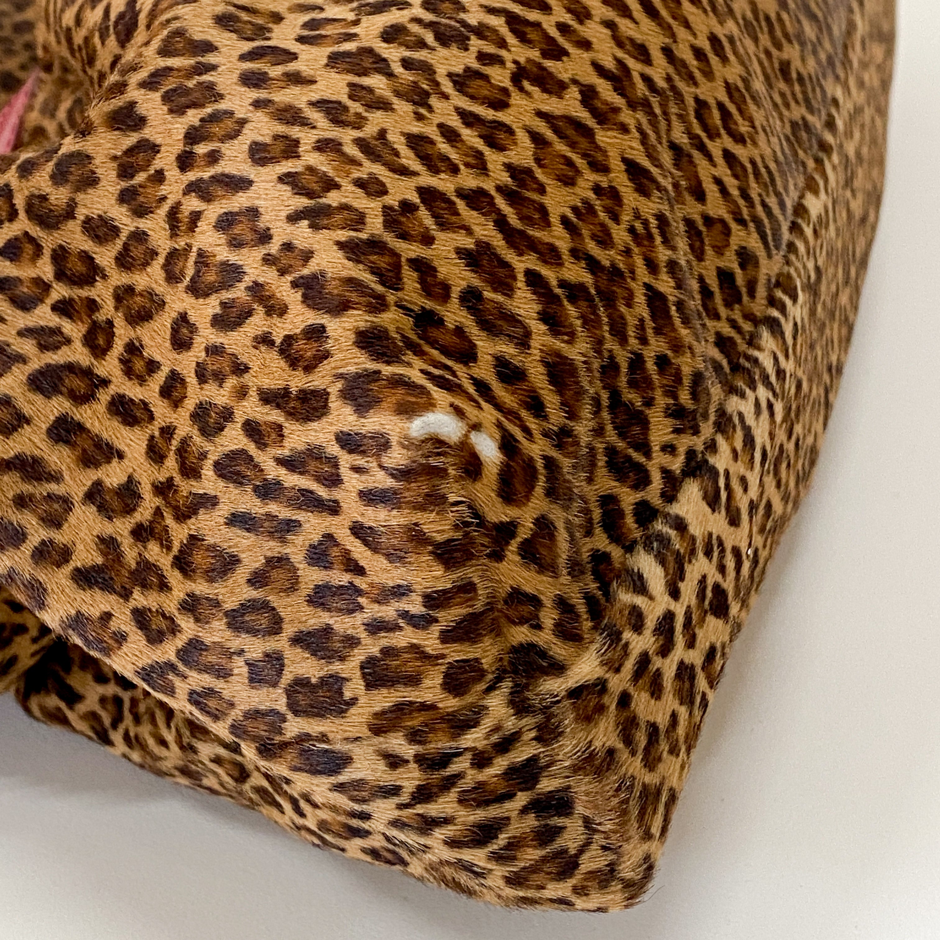 Brown Pony Hair & Red Leather Shoulder Bag