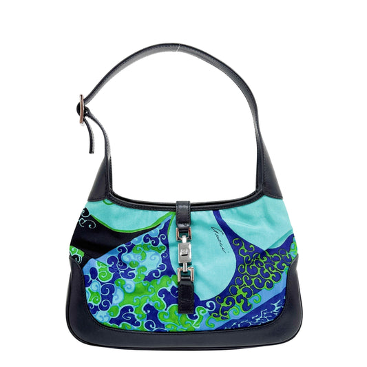 Mini Jackie Multi-Color Aqua Canvas Shoulder Bag
