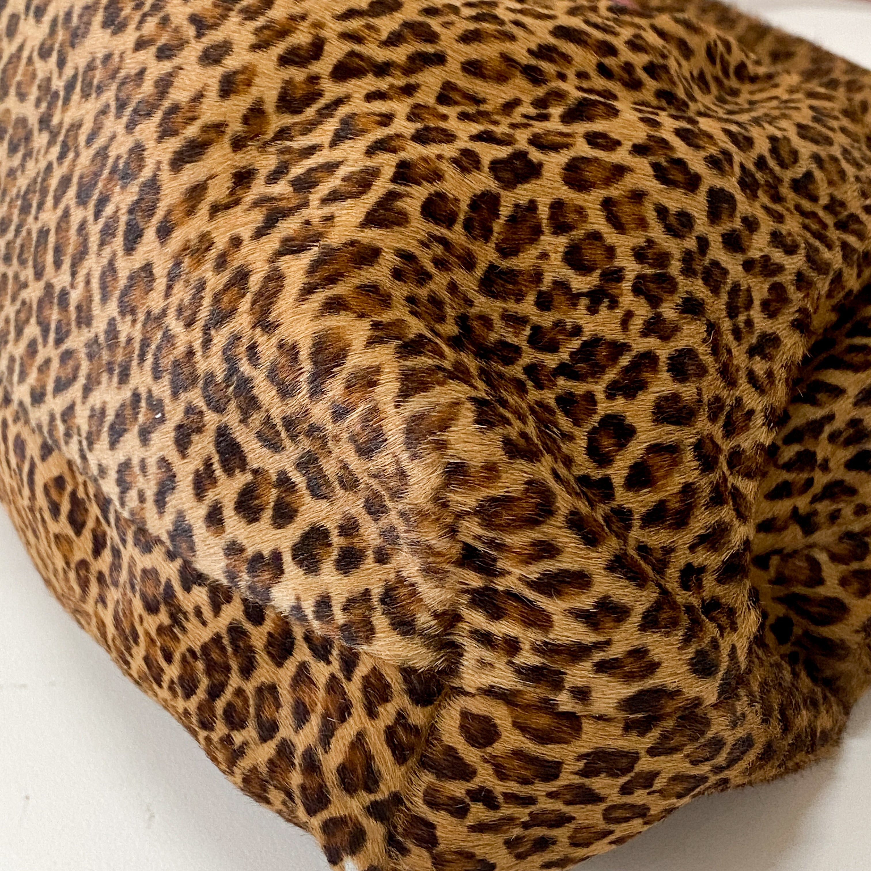 Brown Pony Hair & Red Leather Shoulder Bag