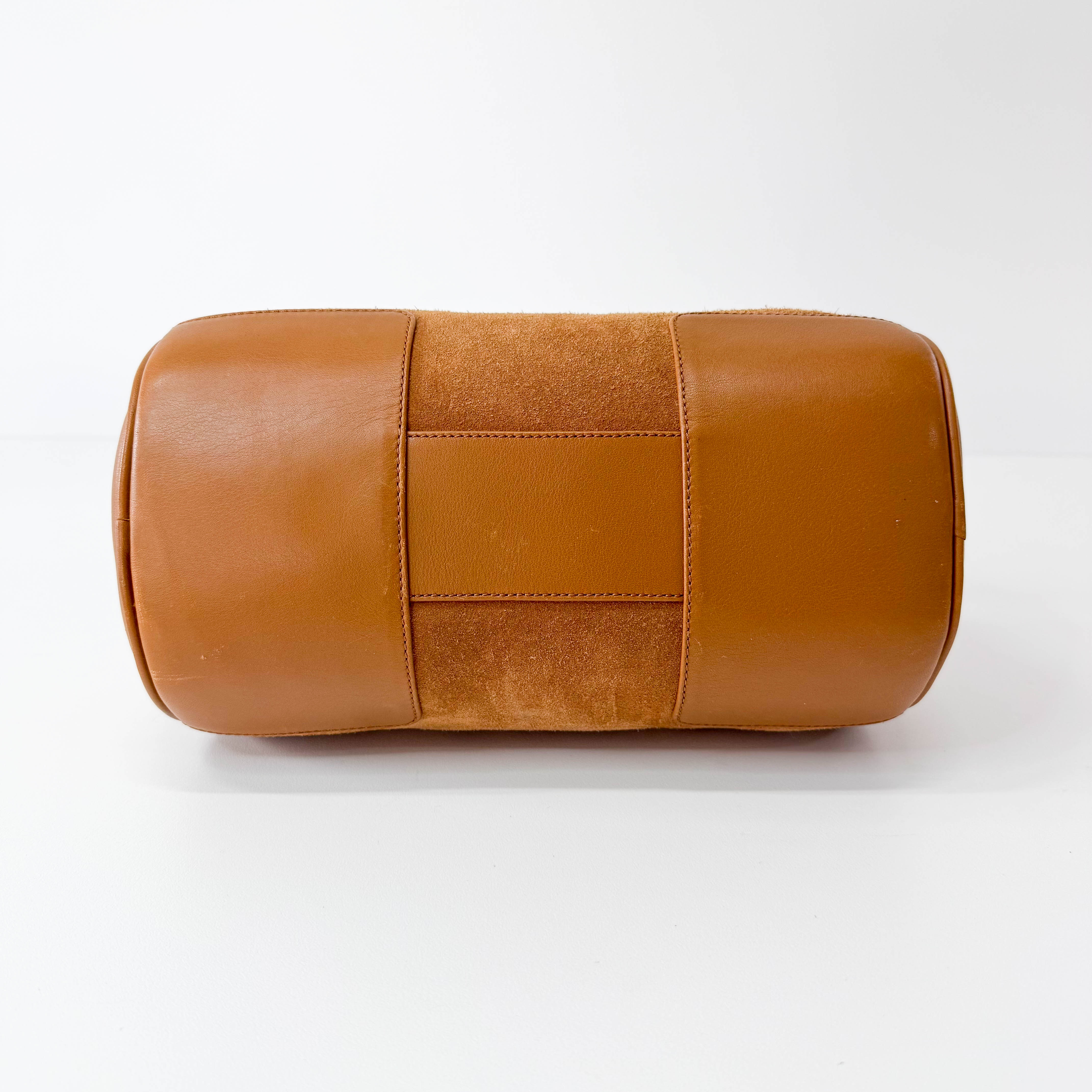 Anagram Brown Suede Boston Bag